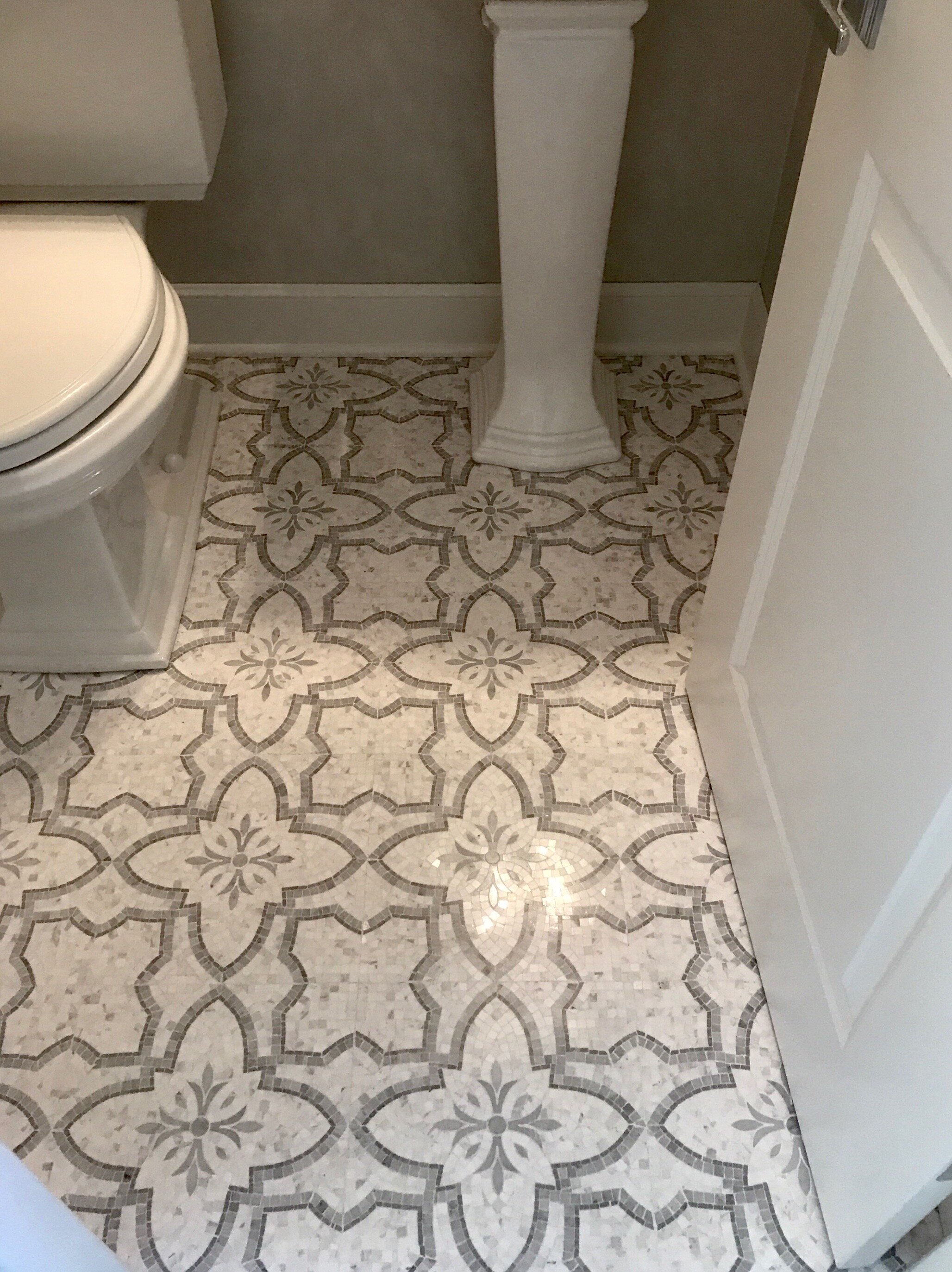 Marble Mosaic Powder Room Floor Tile Ideas