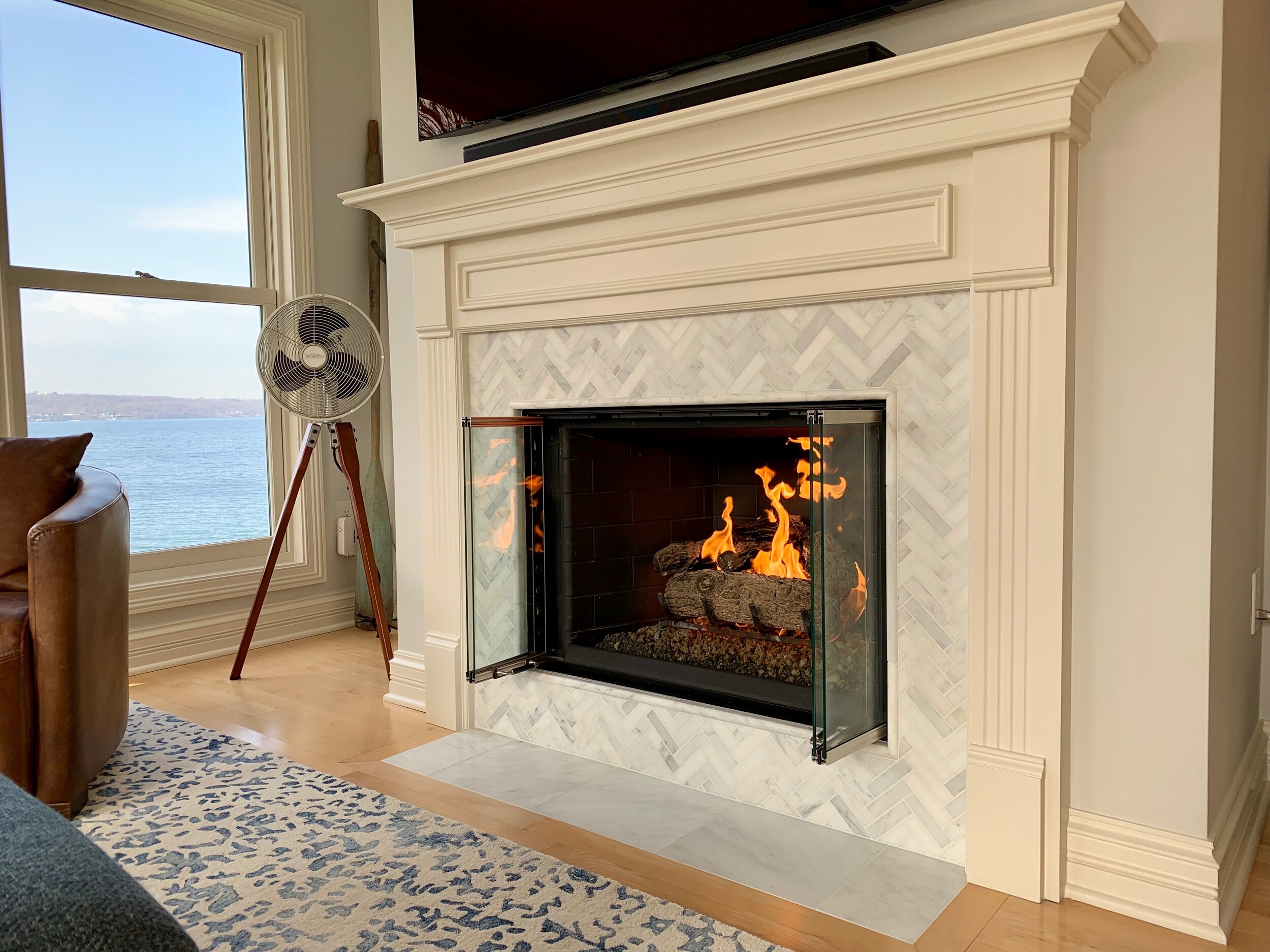 Marble Mosaic Fireplace Design
