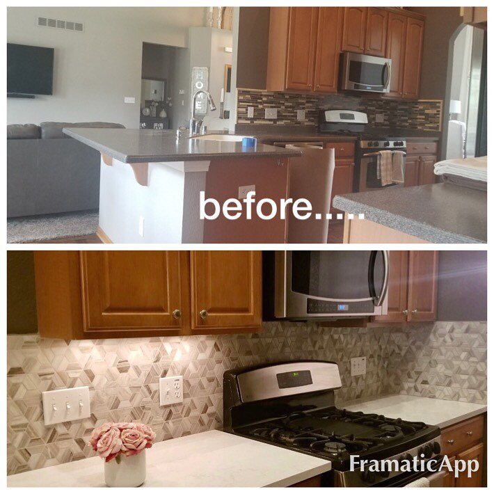 Do What You Can, With What You Have, Where You Are - 
Theodore Roosevelt 
This client wanted to update counters and backsplash while keeping cabinets and layout the same.  A good example of how tile, countertops and fixtures can update the entire fee