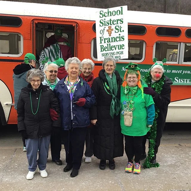 Six of our Sisters &mdash; Frances Marie Duncan, Georgette Dublino, Karen Buco, Barbara Ann Webster, Virginia Rose Carroll and Lorita Kristufek &mdash; and two of our Associates braved the cold today to bear witness to the enthusiastic crowd at Pitts