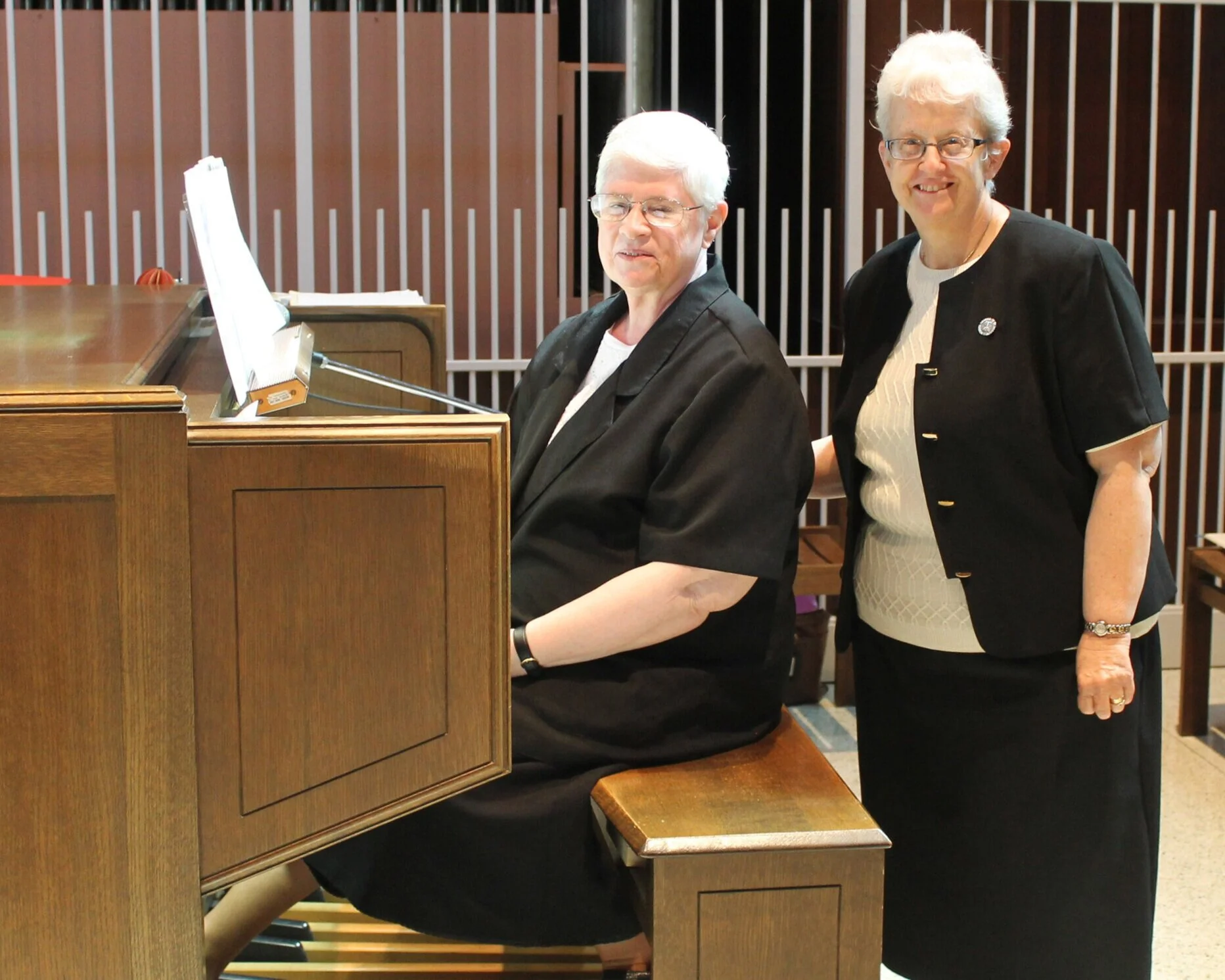 Sisters Lorita Kristufek and JoAnn Knaebel provide the musical backdrop for liturgies at Mt. Assisi Place in Pittsburgh.