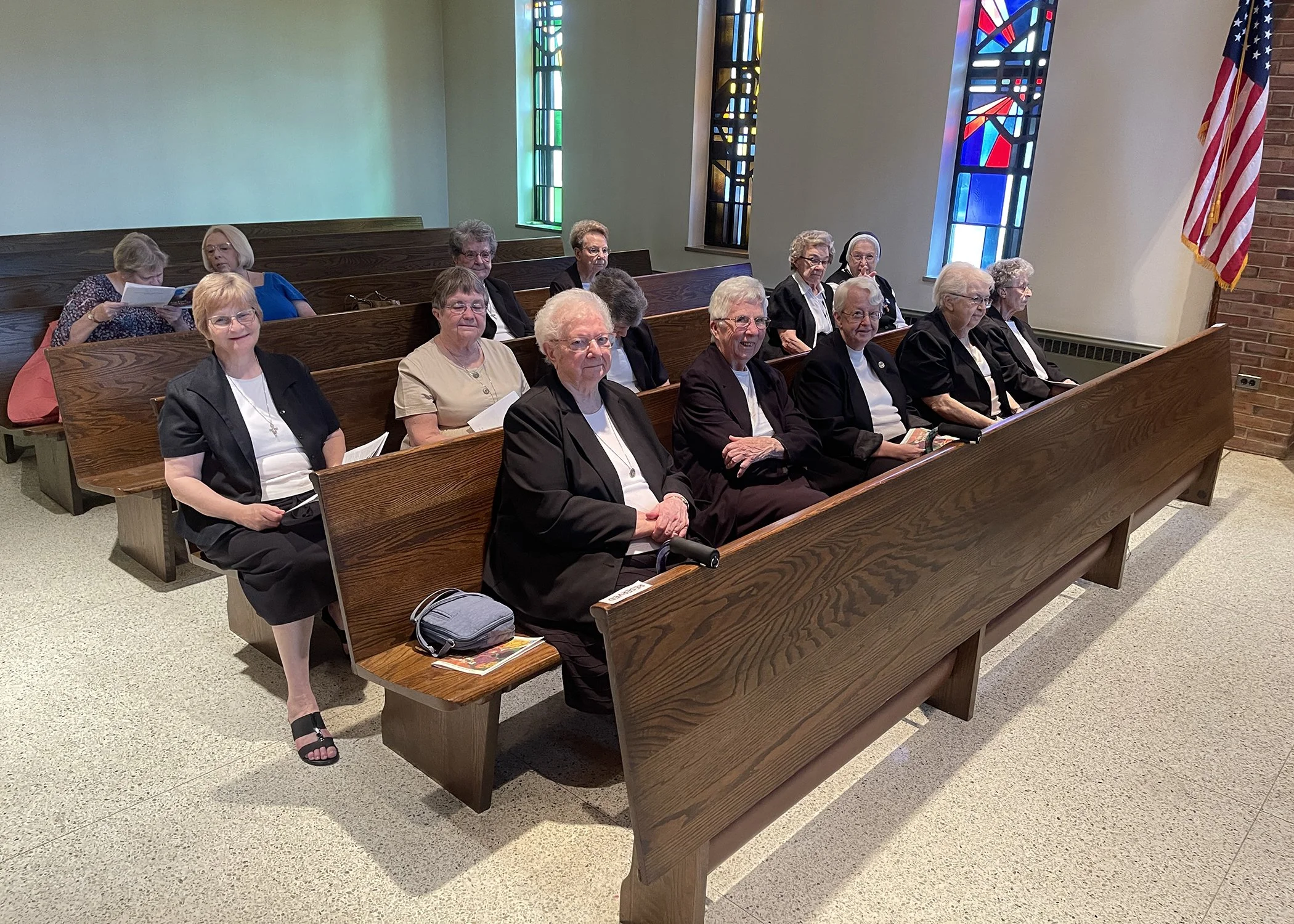  Members of the School Sisters of St. Francis attend Sister Cecilia Jacko's 75th Jubilee Mass at Mt. Assisi Place on July 13, 2024. 