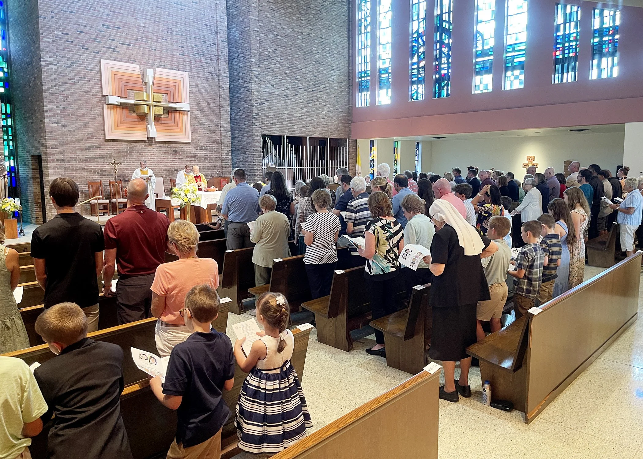  Family and friends fill Our Lady of Angels Chapel at Mt. Assisi Place for Sister Cecilia Jacko's 75th Jubilee Mass on July 13, 2024. 