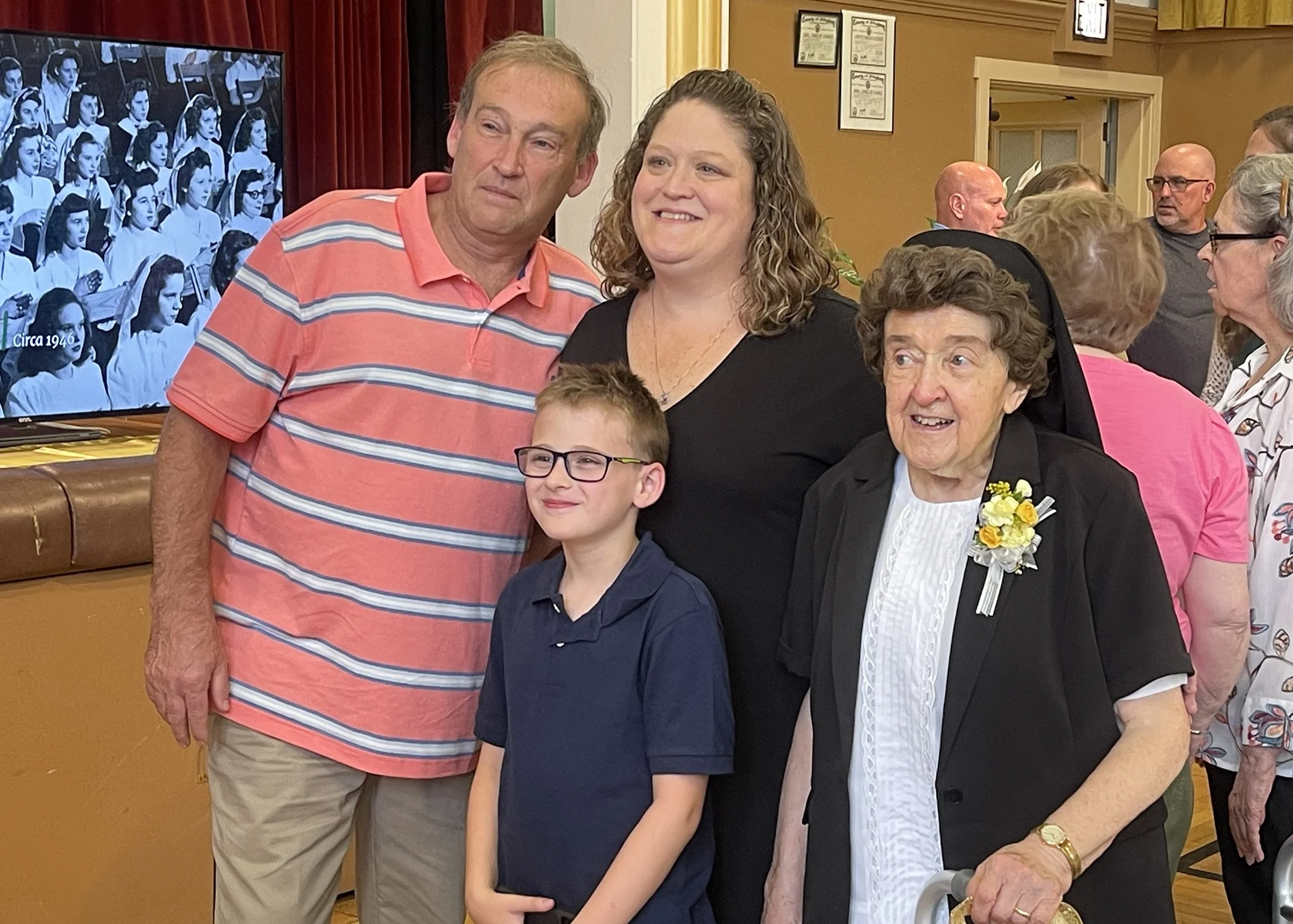  Sister Cecilia Jacko visits with family members during her 75th Jubilee celebration on July 13, 2024. 