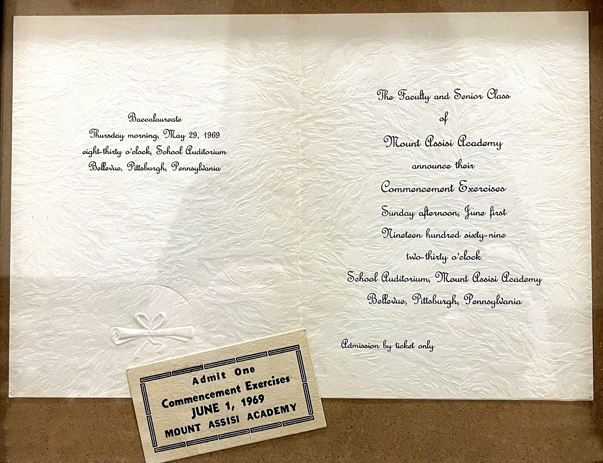1969 Commencement Invitation & Ticket