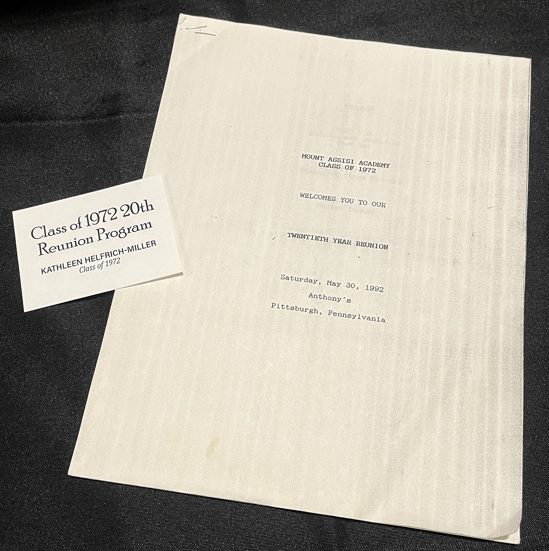 Class of 1972 20th Reunion Program