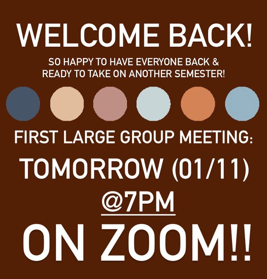 Welcome back from break and happy first day of classes! We are so excited for what the Lord has in store for Collegiate this semester and are looking forward to gathering with everyone throughout the year! TOMORROW (01/11) @7 pm we will be having our