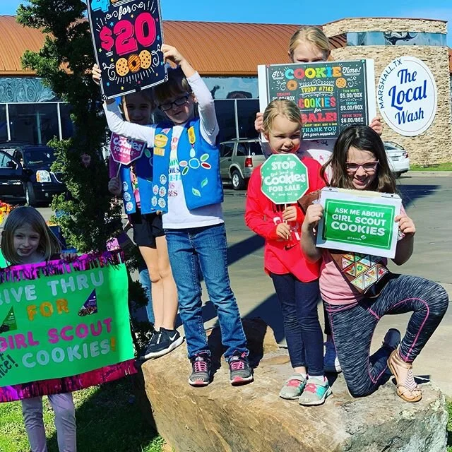 We&rsquo;ve got some #local #girlscouts here with us today from 10-2. Pick yourself up some #cookies and get your #carclean too! 🚗 🧼 ✌️ #etx #marshalltexas #supportlocal #giveback #carwash
