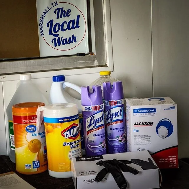 🧤 &amp; 😷 &amp; disinfecting supplies being used 24/7 here, including two ozone machines. This is our new normal for the time being and we are taking #covid19 very seriously. #localbusiness #carwash #marshalltexas #cityofmarshall #supportlocal