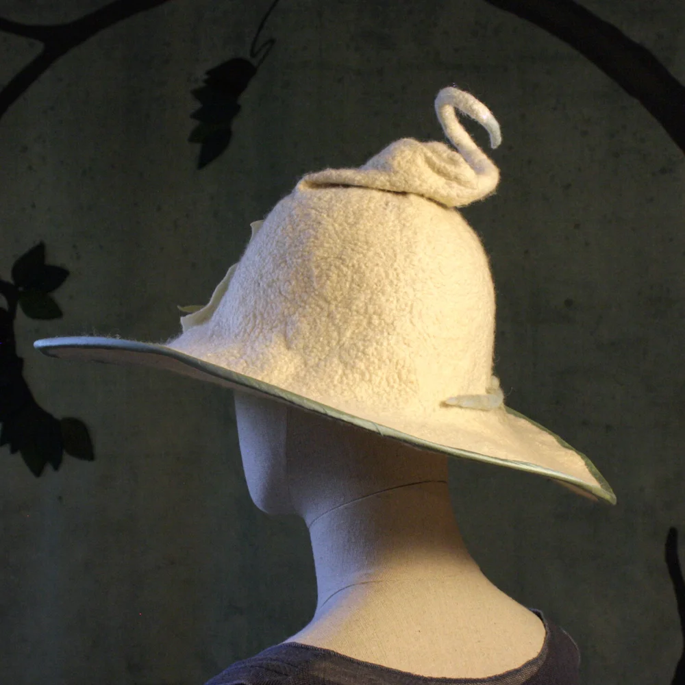 White Velvet Witch Hat, Wide Brim- 23\