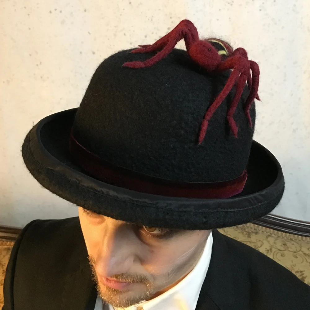 Unisex widow spider bowler hat — Miss Fitt Moss Fête - Main Image