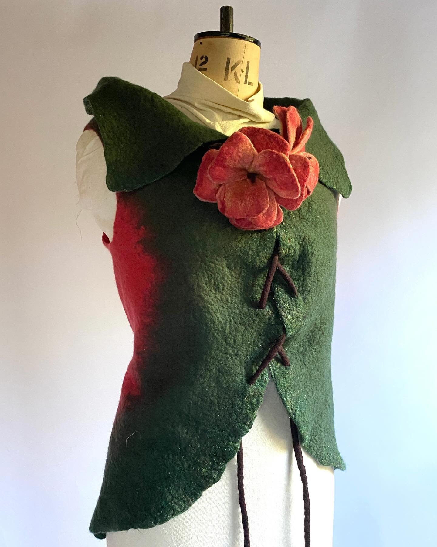 &lsquo;Spun Rose&rsquo; circle waistcoat.  A work in progress.  I think the roses on the ties need to be a little smaller.  Maybe turn the larger ones into a fairie crown?  At any rate this will be the show exclusive for One Of A Kind Chicago this co