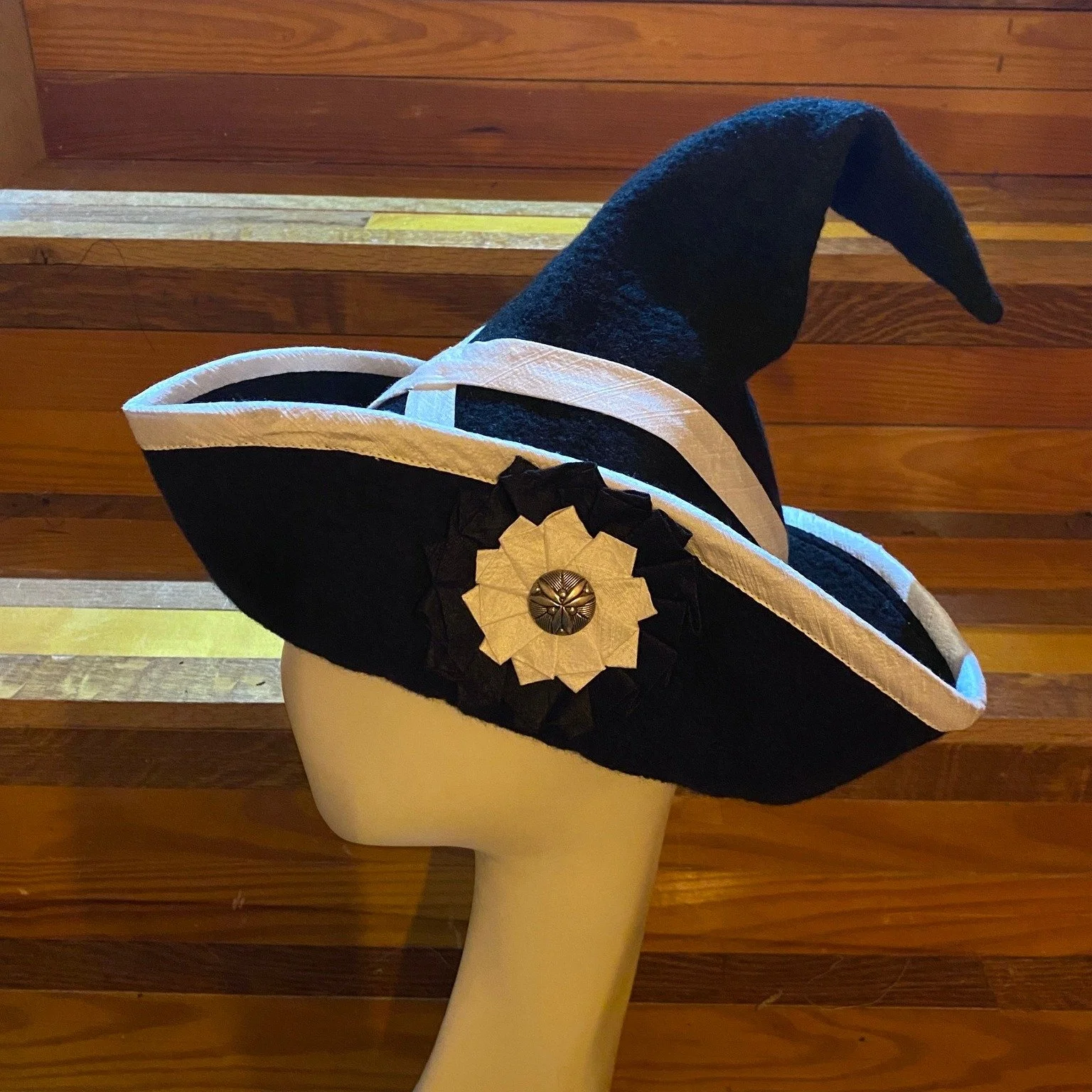 Piedmont Craftsmen's Annual Craft Fair is this weekend at the Benton Convention Center! We have been very busy preparing everything for this show as well as continuing to  finish special orders. This tricorn wizard hat was a custom order that was sup