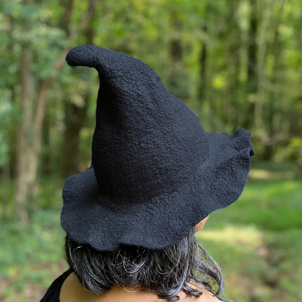 GOTHIC WITCHY FESTIVAL BOHO HIPPIE WITCHES HAT FOREST HAT HAND KNIT and FELTED Mushroom Fairy Witch Hat — Miss Fitt & Co. ~ Moss Fête main image 4