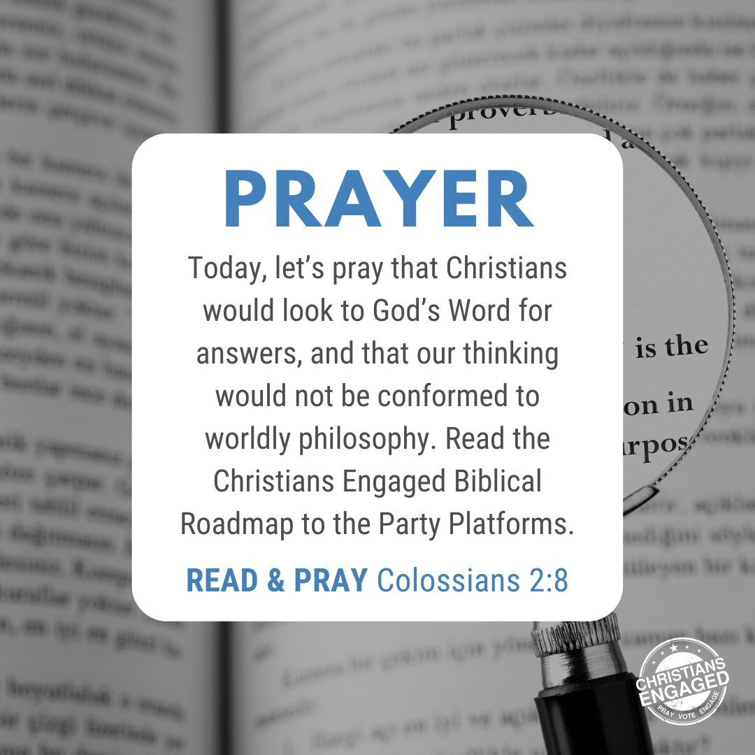 This week, we're praying that Christians would turn to God's Word for answers. #WeeklyPrayer

Read the Biblical Roadmap to the Party Platforms at the link in our bio!