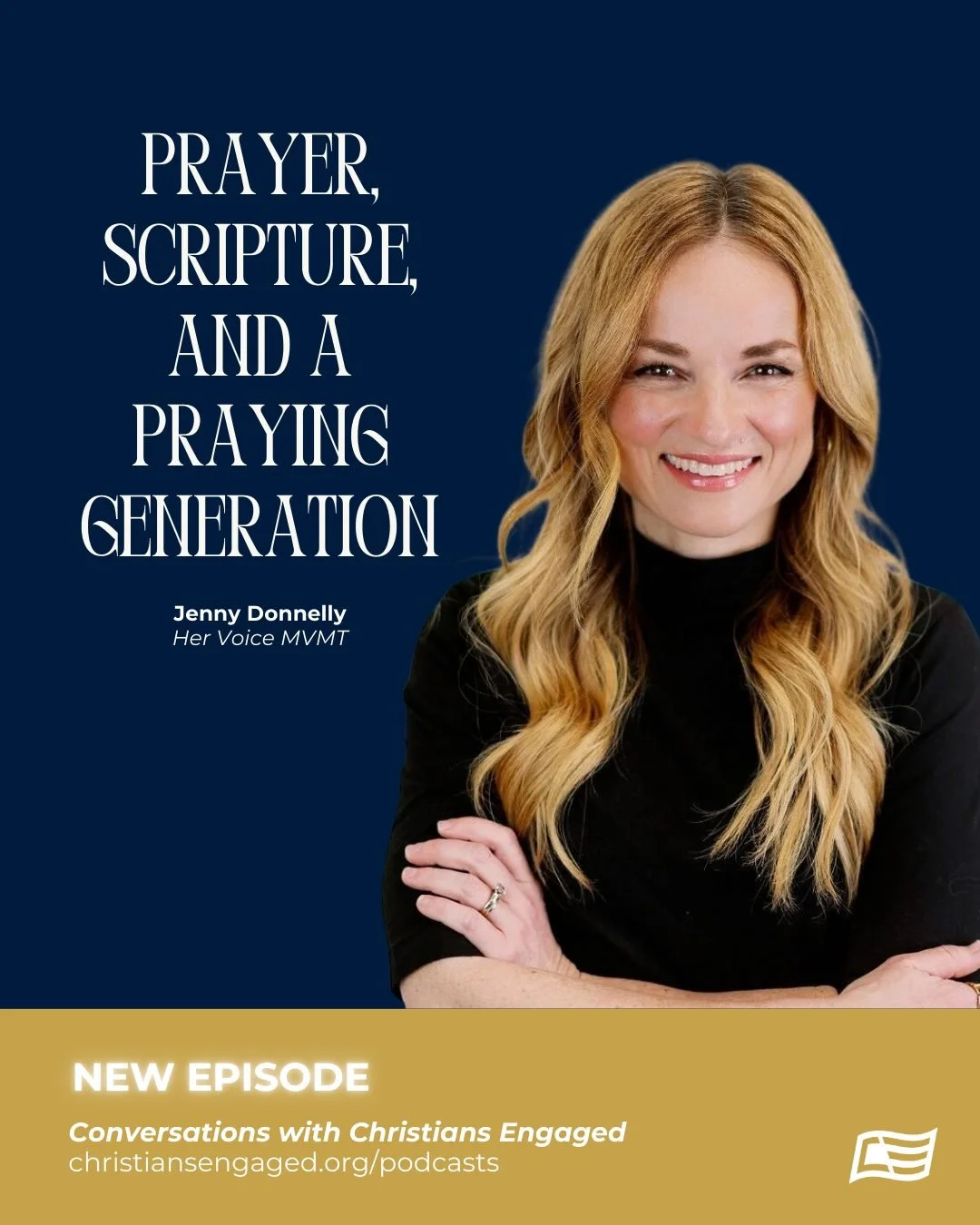 🎧 Now Live!

In this week&rsquo;s Conversations with Christians Engaged, @bunnipounds talks with @jennyldonnelly of @hervoicemvmt about prayer, Scripture, and @americartbible is helping raise a praying generation in this moment.

Watch/listen now ➡️