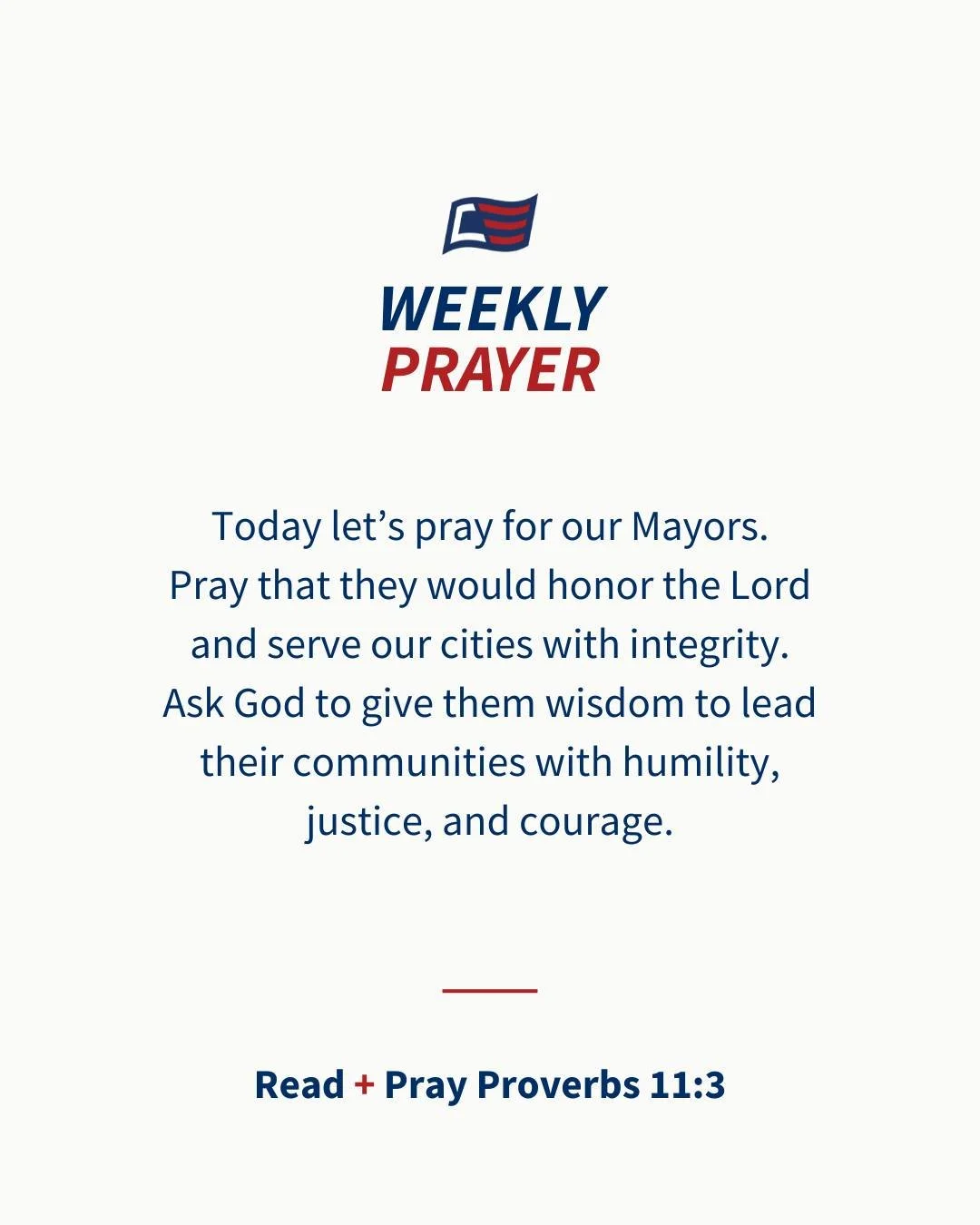 Join us by looking up your mayor and praying for them by name. #WeeklyPrayer