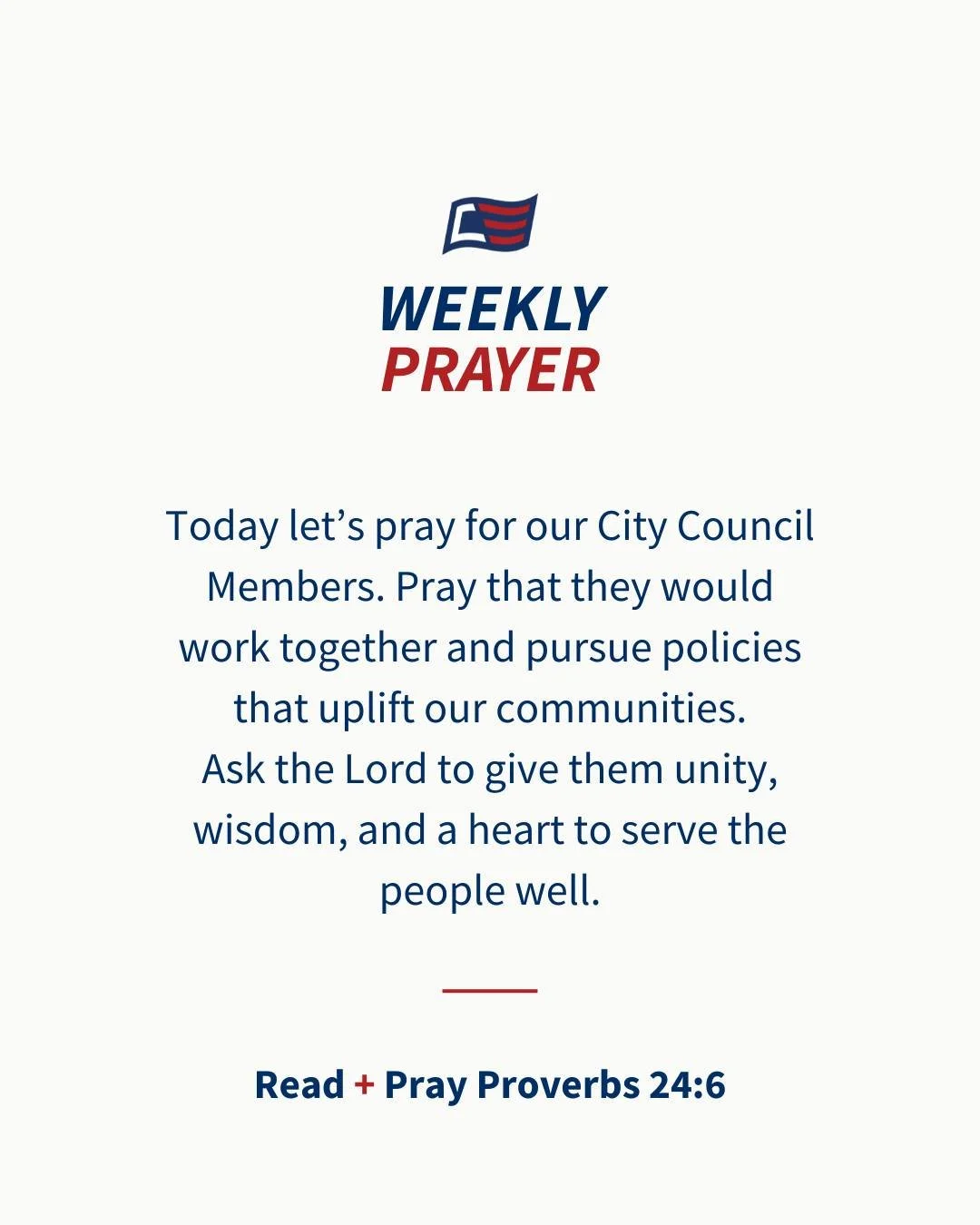 Join us by looking up your city council members and praying for them by name. #WeeklyPrayer
