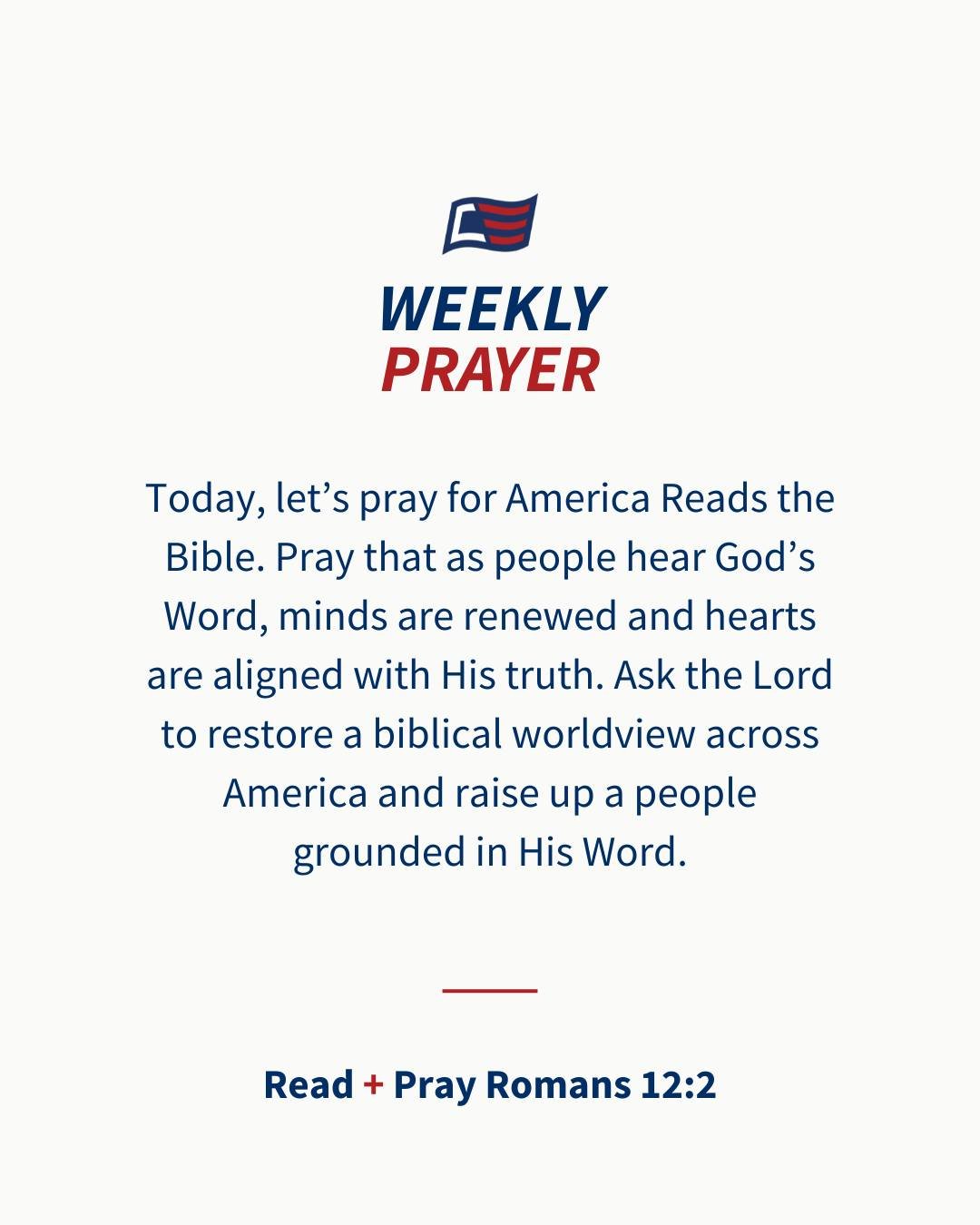 Don&rsquo;t stop praying 🇺🇸

&ldquo;Be transformed by the renewing of your mind&hellip;&rdquo; &mdash; Romans 12:2

Let&rsquo;s keep asking God to renew minds and restore truth across America.

#AmericaReadsTheBible #PrayForAmerica #Truth