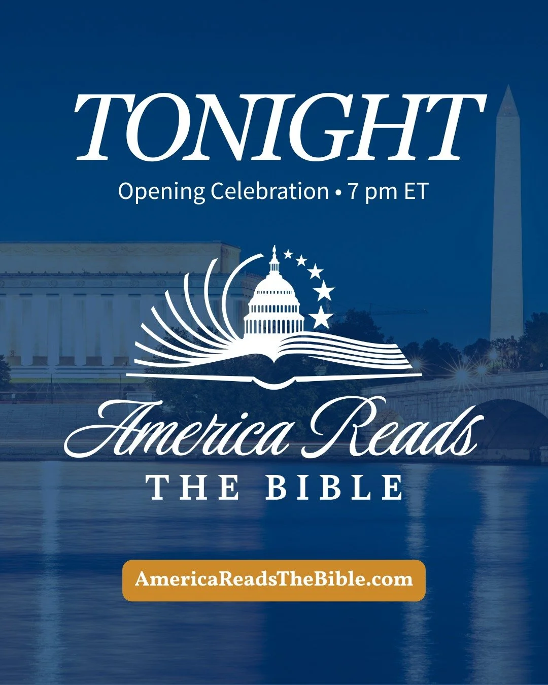 🇺🇸📖 It begins TONIGHT at 7 PM ET.

America Reads the Bible (@AmericaRTBible) launches in Washington, D.C.

475+ leaders. One Word. One nation.

🎥 FREE livestream on Pure Flix (@greatamericanpureflix)
(registration required)

Join us tonight&mdash