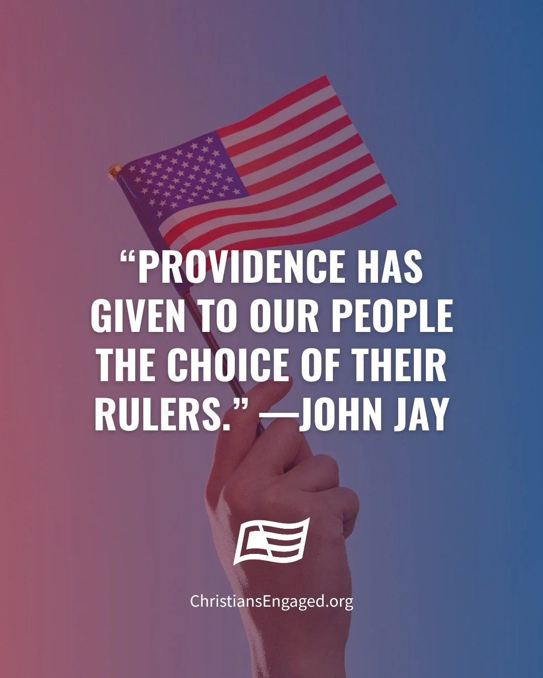 &ldquo;Providence has given to our people the choice of their rulers.&rdquo; &mdash;John Jay, first Chief Justice of the Supreme Court 🇺🇸

One of the greatest responsibilities we have as Americans is the opportunity to participate in shaping the fu