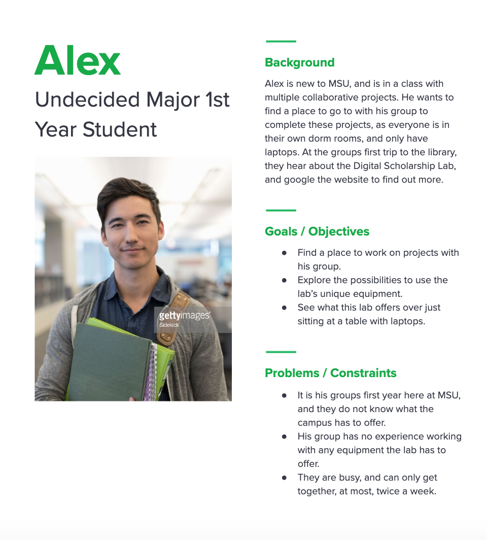  A persona for a College of Arts and Letters student. 
