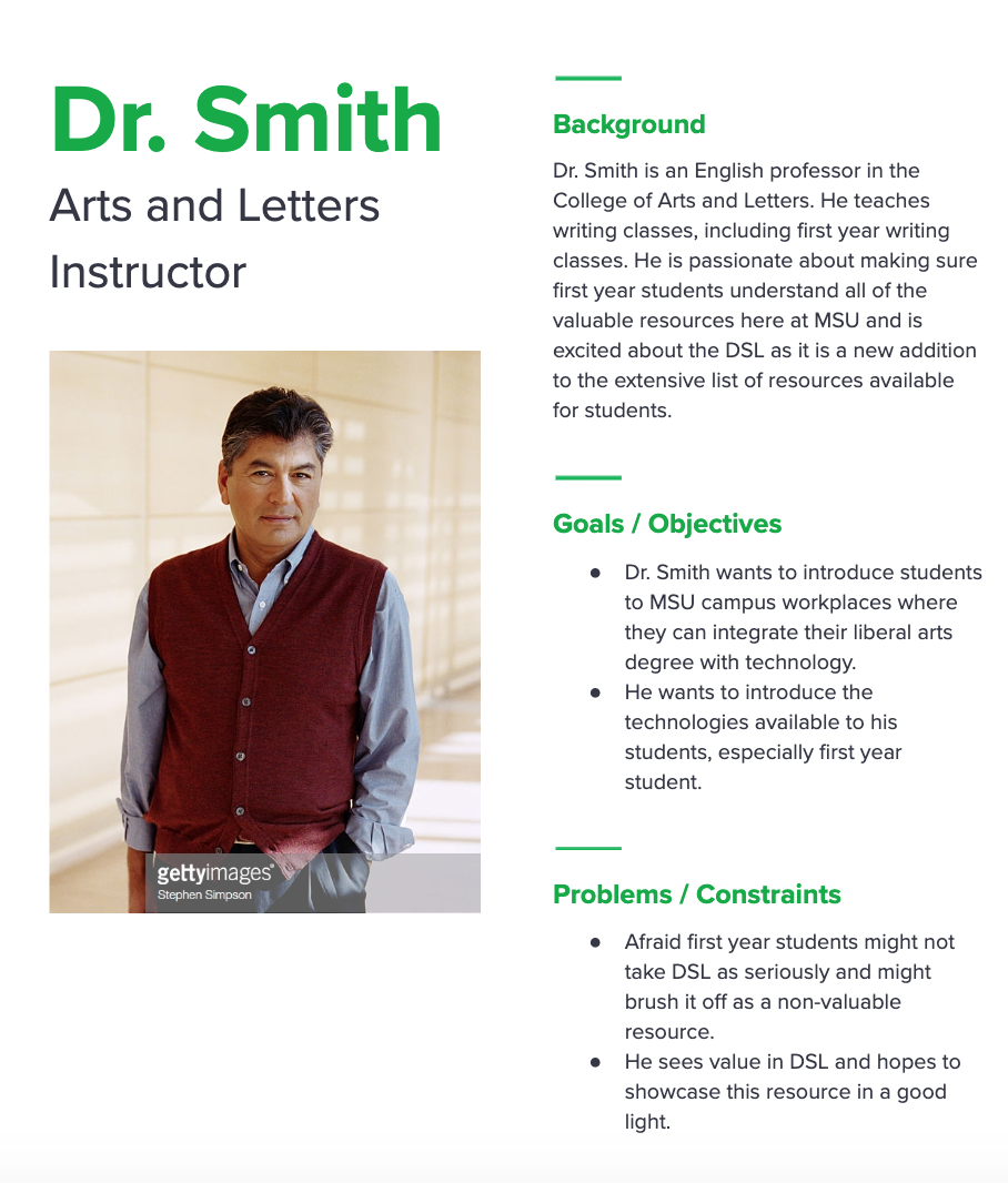  A persona for a College of Arts and Letters professor. 