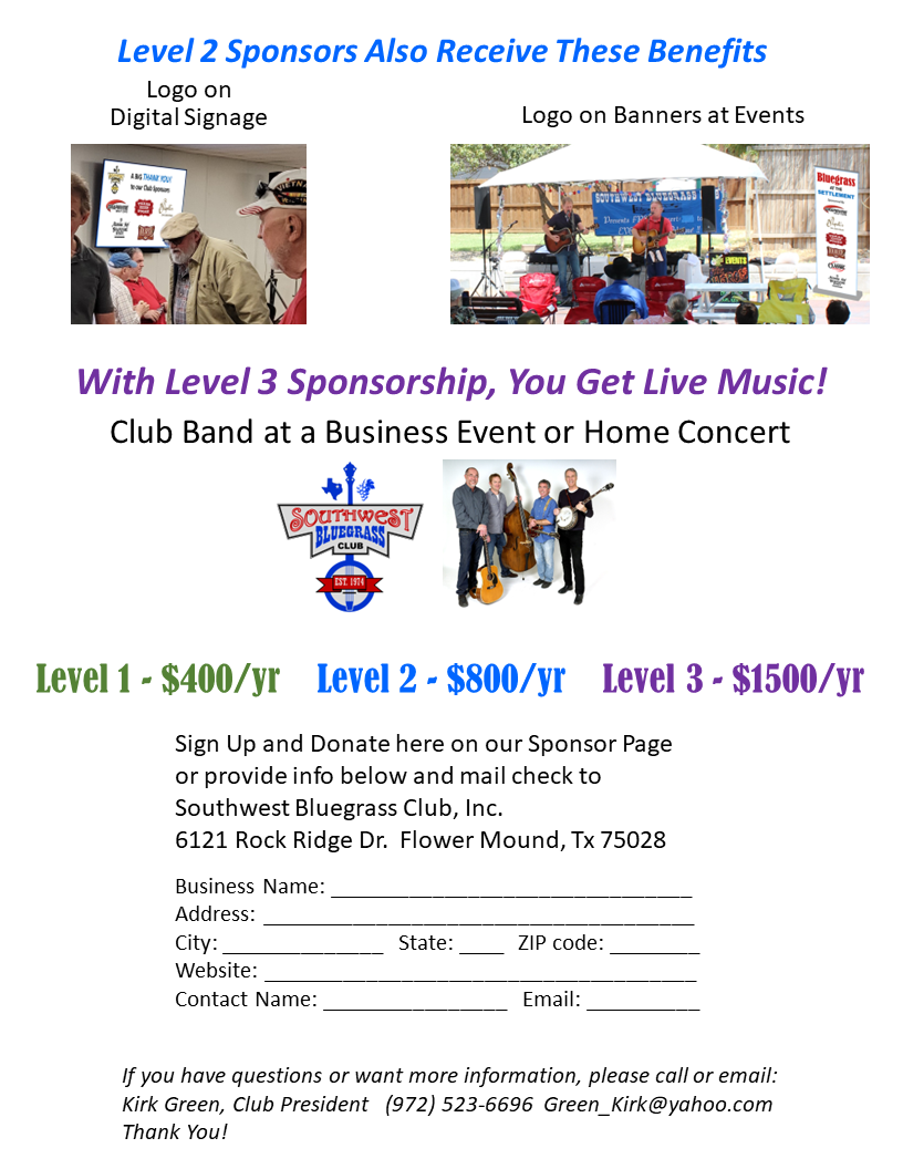 Sponsors — Southwest Bluegrass Club