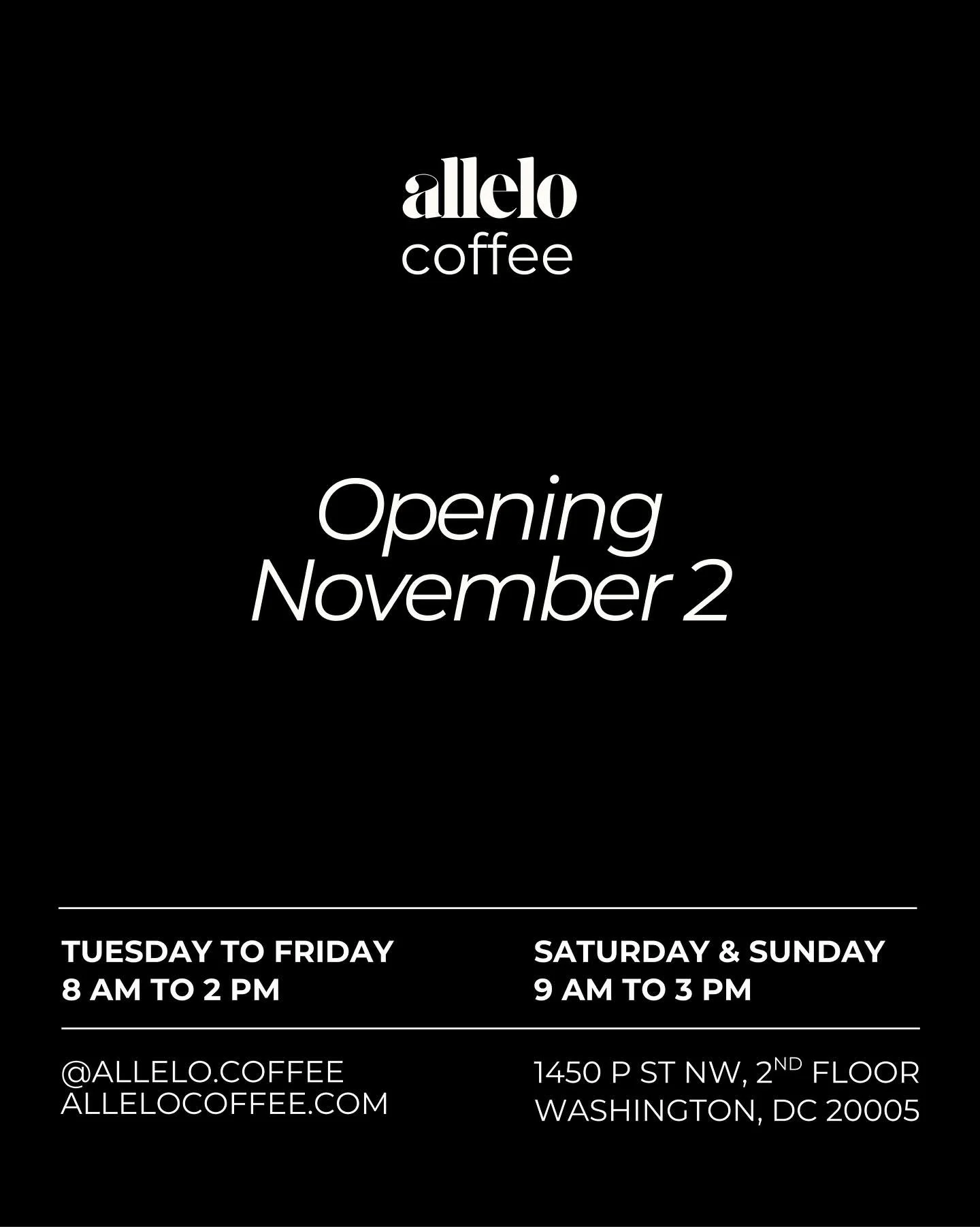 ✨ Now available in the heart of DC ✨

We&rsquo;re excited to share that Allelo Coffee is opening inside Flow Yoga Center!

Our menu features coffees produced at our family farm in Minas Gerais, and from our neighbors across the Campo das Vertentes re