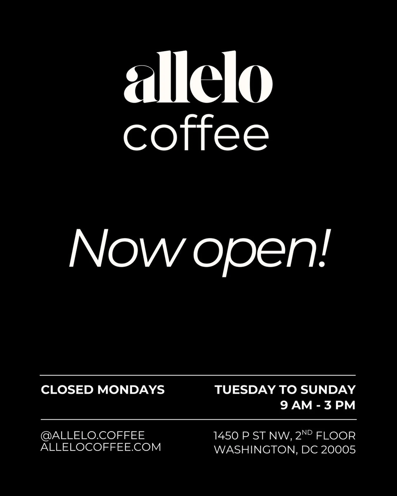 Our updated hours:

🗓️ Tuesday&ndash;Sunday | 9am&ndash;3pm
❌ Closed Mondays

See you soon? ✨