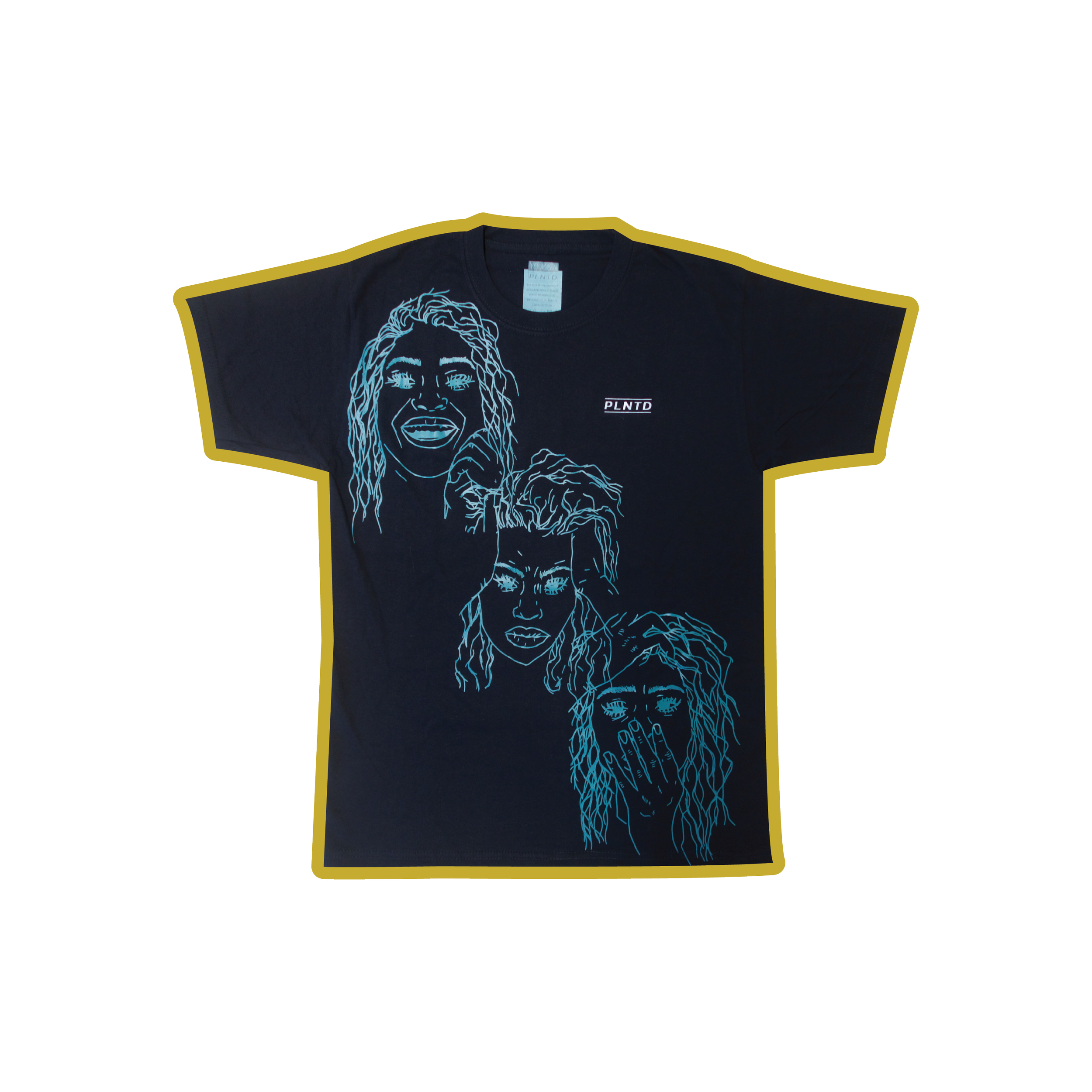 Brain Fog - Black T-Shirt with Faces Print