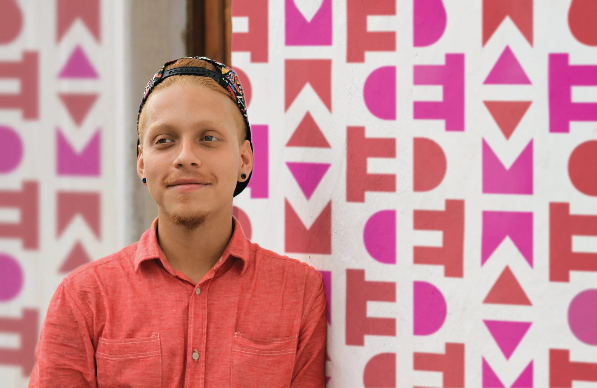 Festival attendee + street stenciling