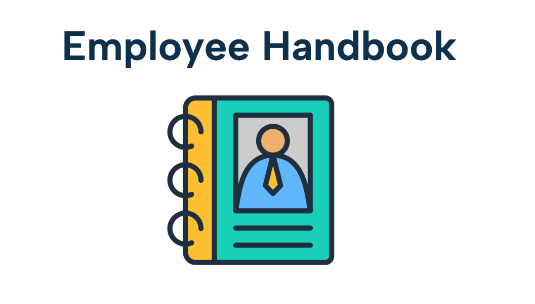 Icon of a person in a suit on a page of an employee handbook.
