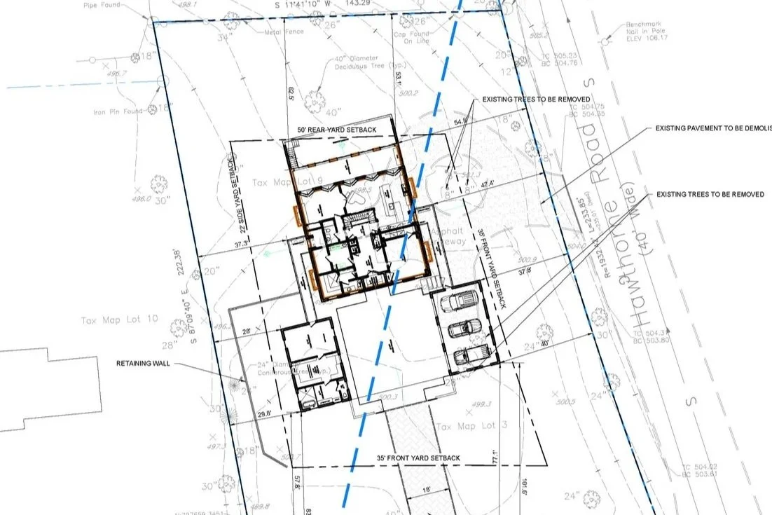 A site plan illustrating the complexity of the lot masterful architectural drawings.