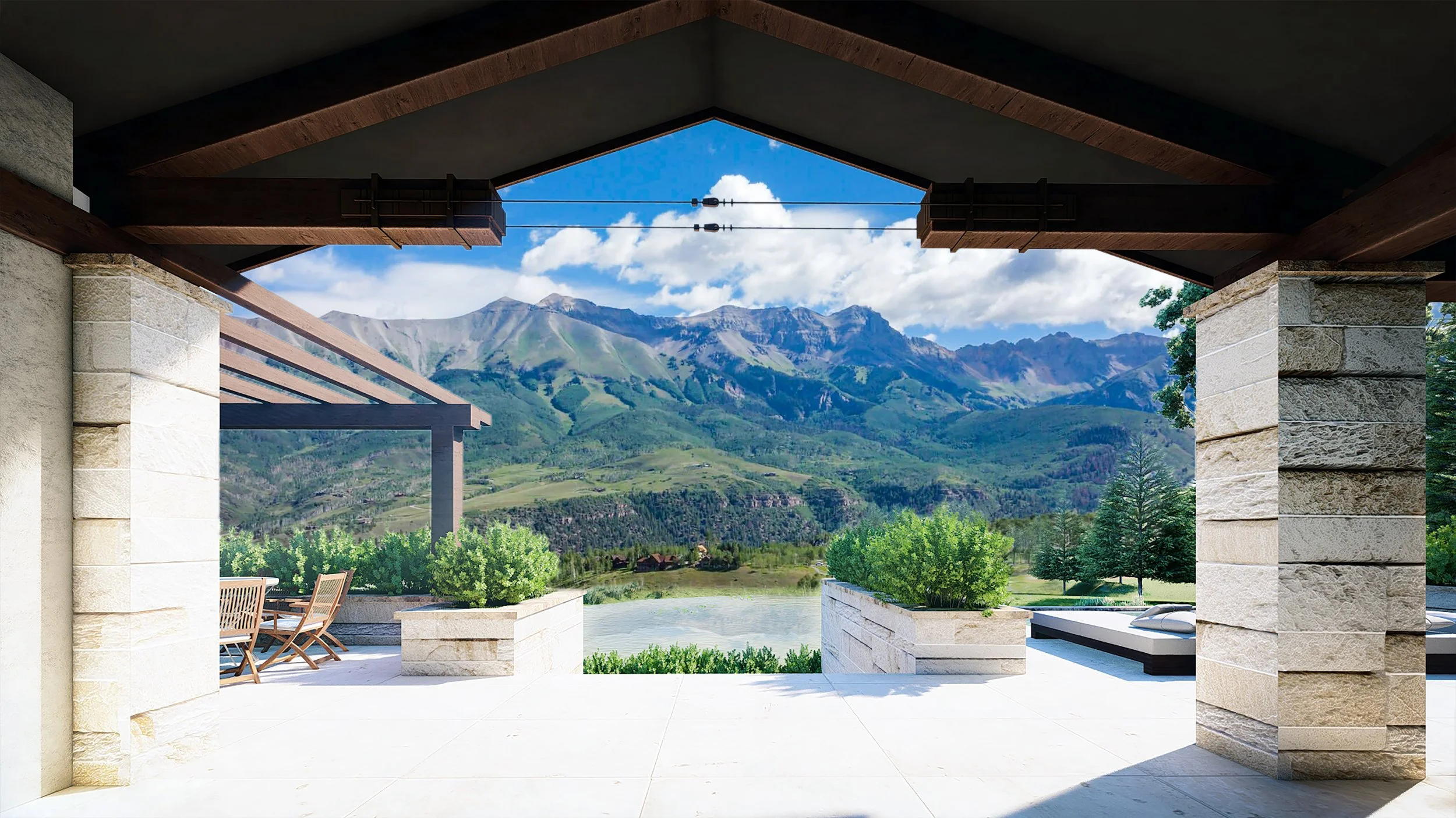 Site-planning study for Mountain Village Estate addressing wetlands, access, and alpine topography.