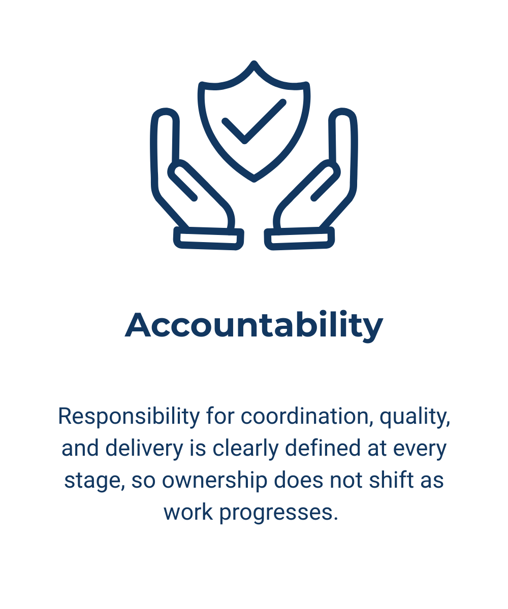 Accountability value representing responsibility for quality coordination and delivery