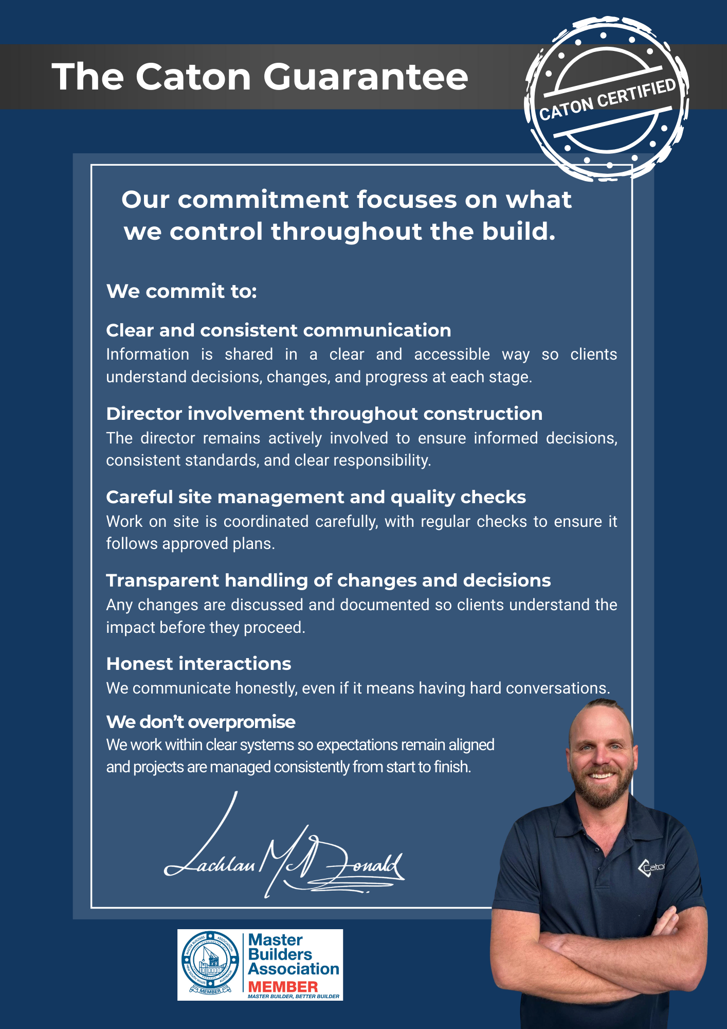 Caton Constructions guarantee outlining director involvement, quality control, and clear communication