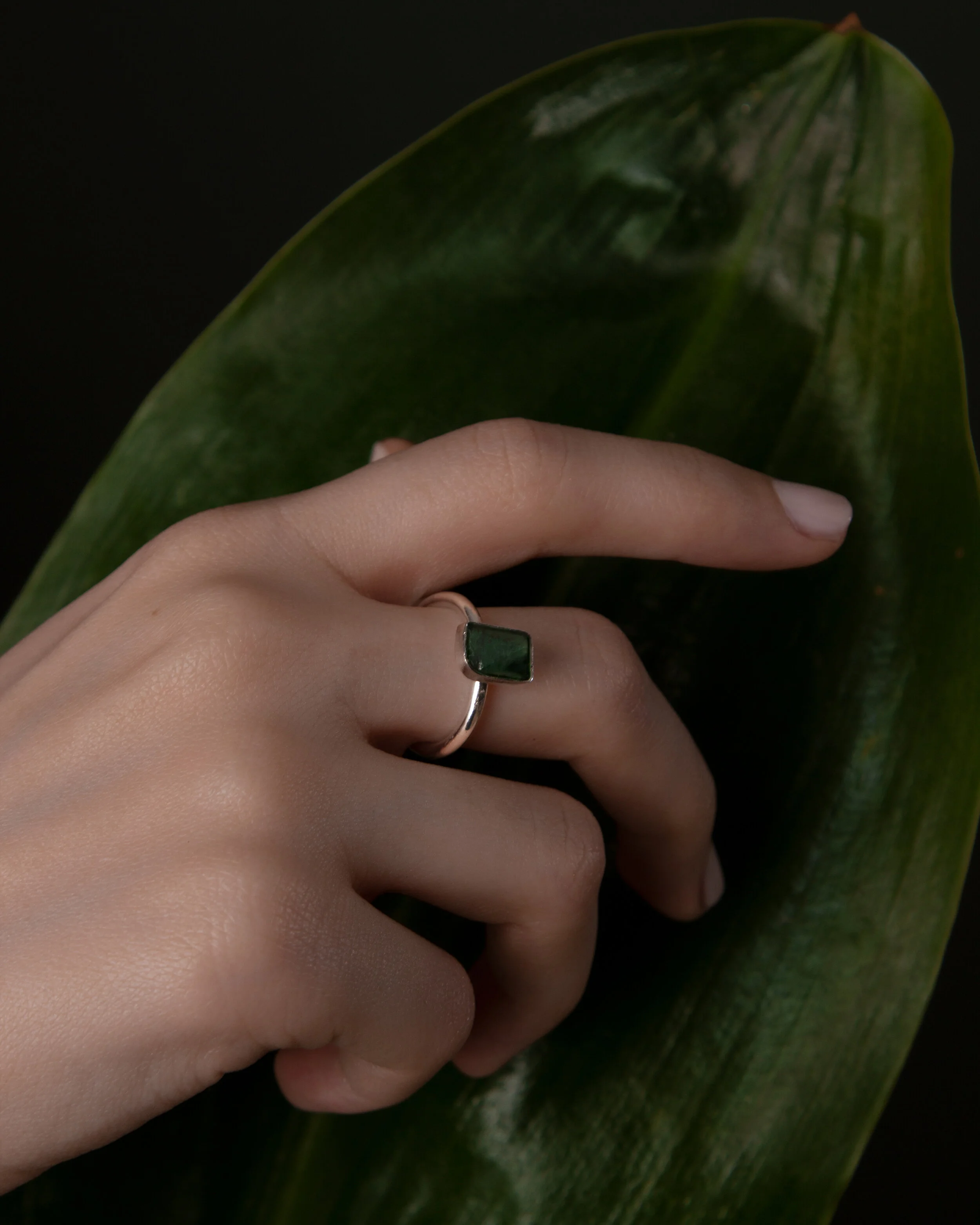 Emerald Silver ring