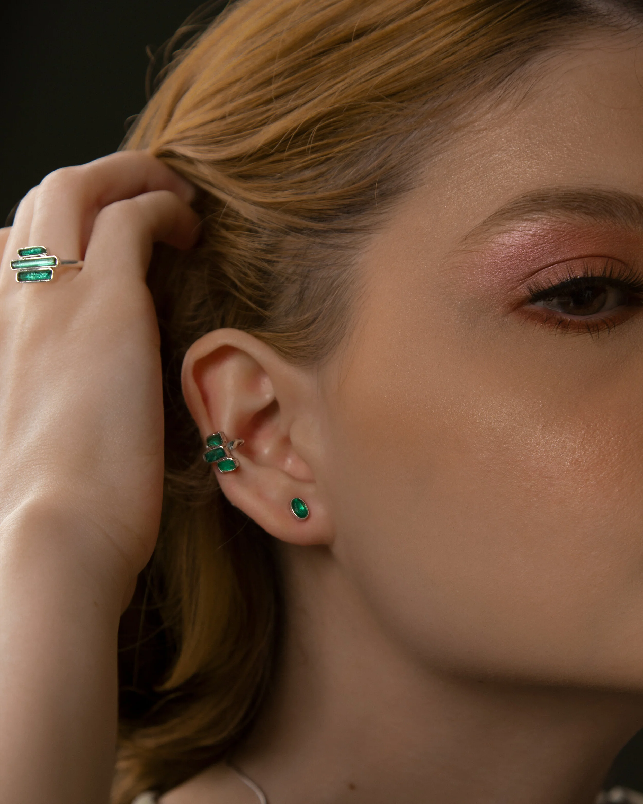 Trio Emerald Ring
