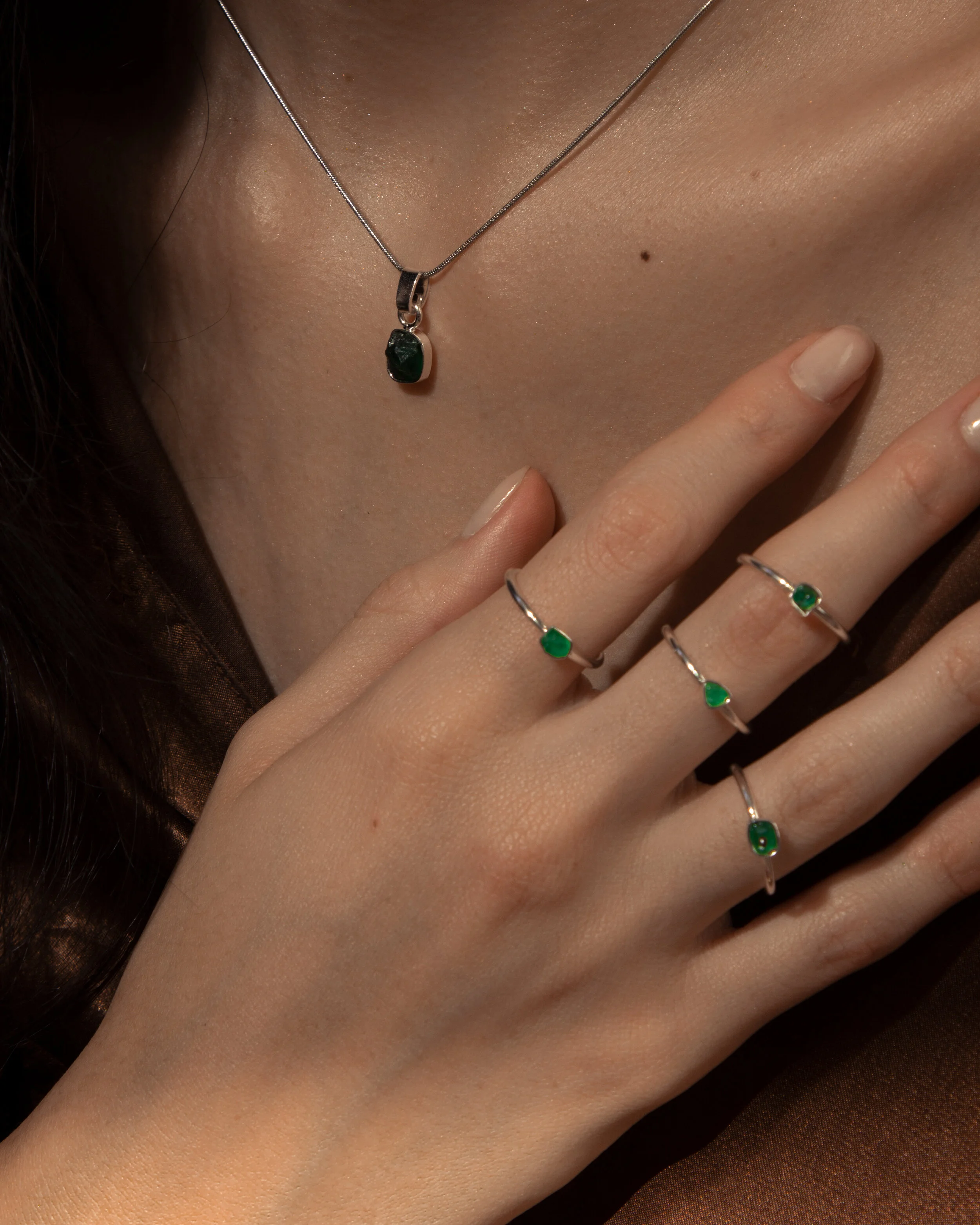 Silver Emerald necklace