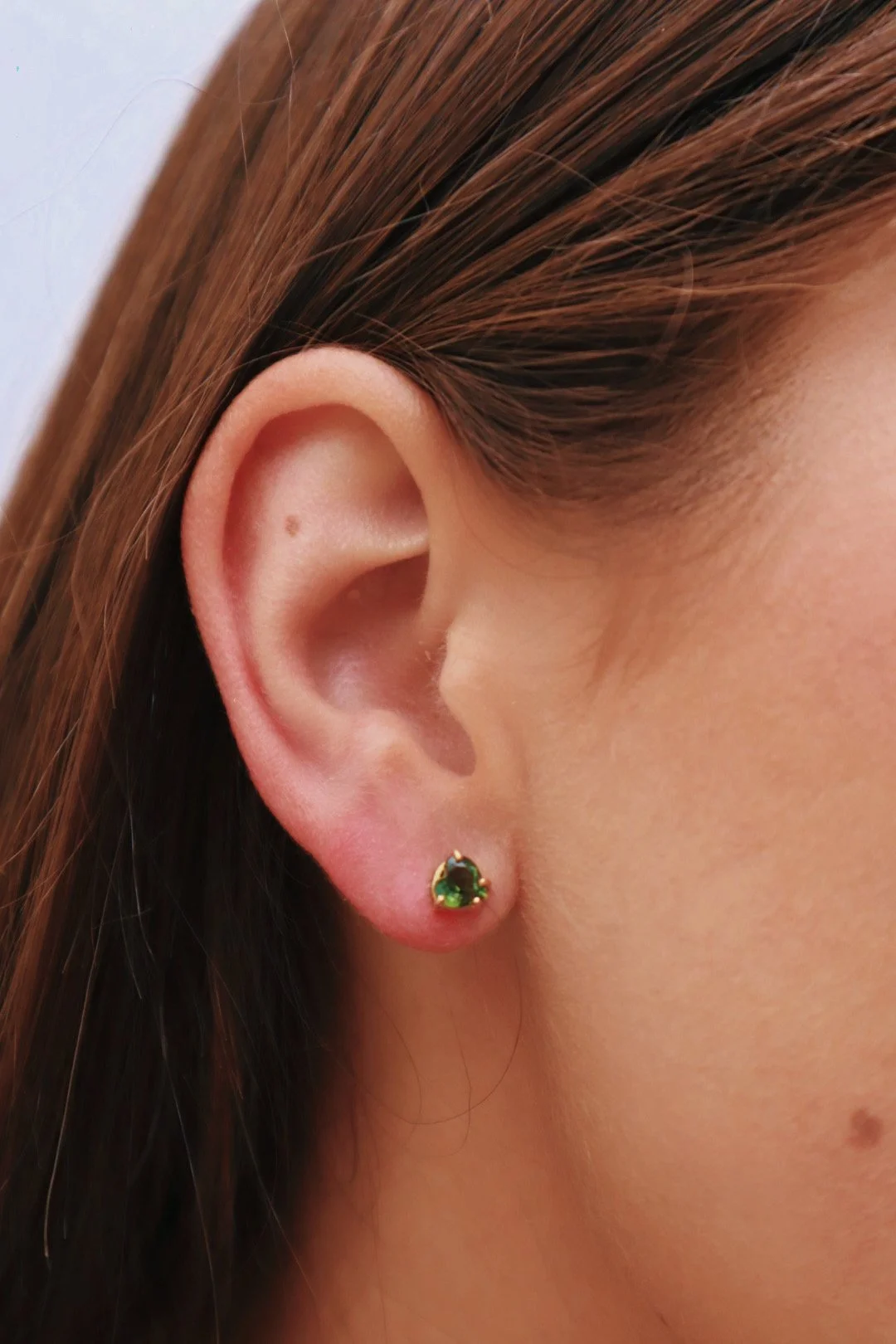 Solid Gold Heart-Shaped Tourmaline  Stud Earrings