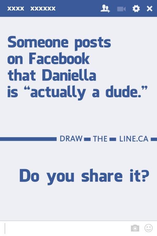  Someone posts on Facebook that Daniella is ‘actually a dude’. Do you share it? 