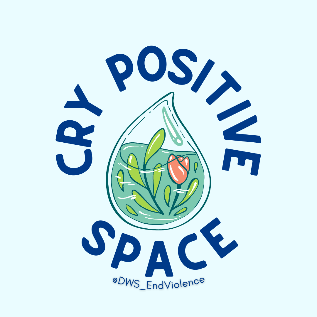 Digital image with text: Cry positive space