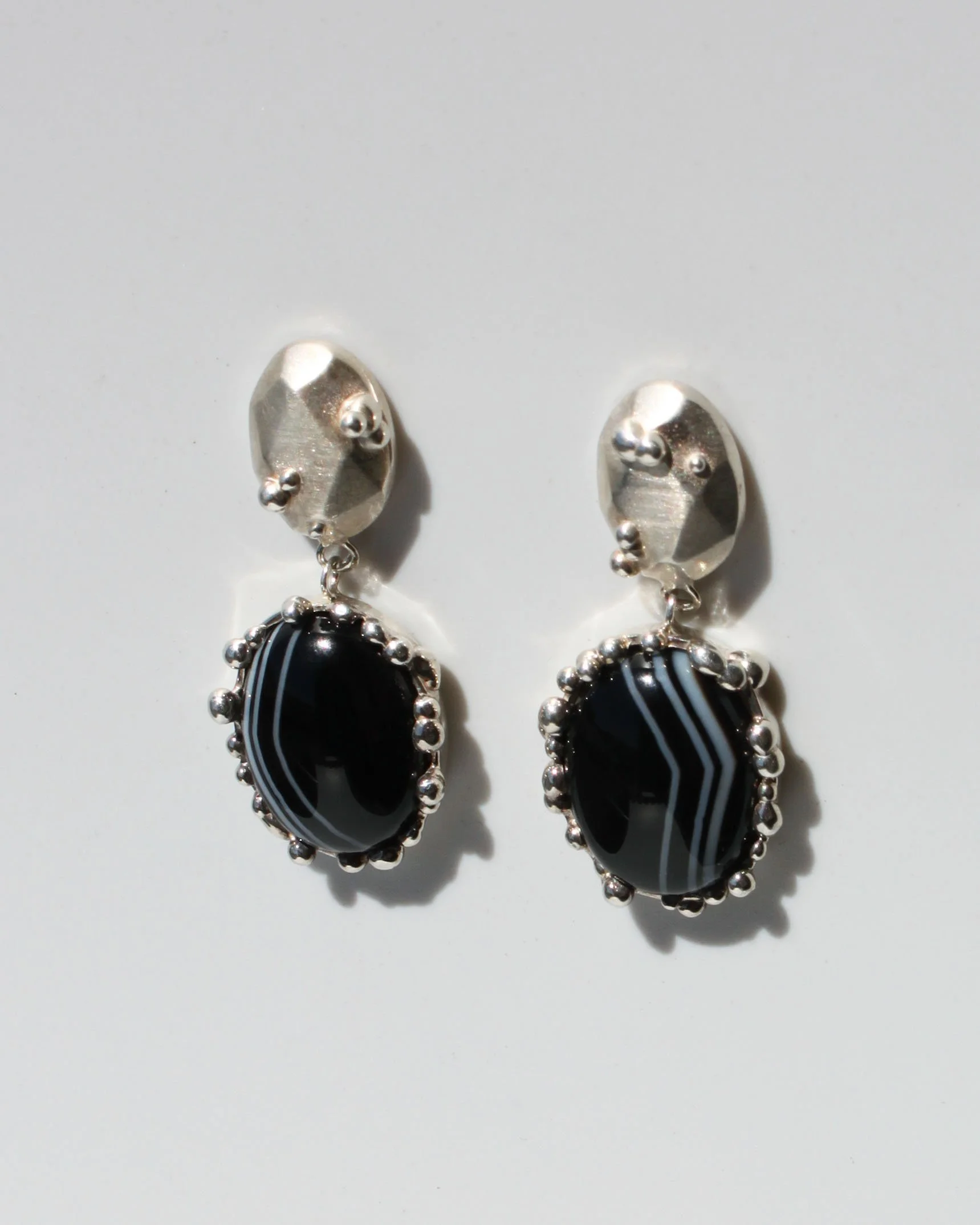 Blobby Black Onyx Drop Earrings on white - Detail - HoH - .jpg