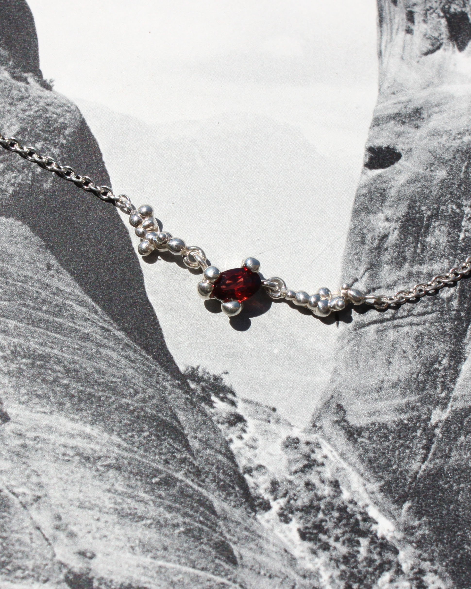 Garnet Droplet Chain on black and white - Portrait - HoH - .jpg