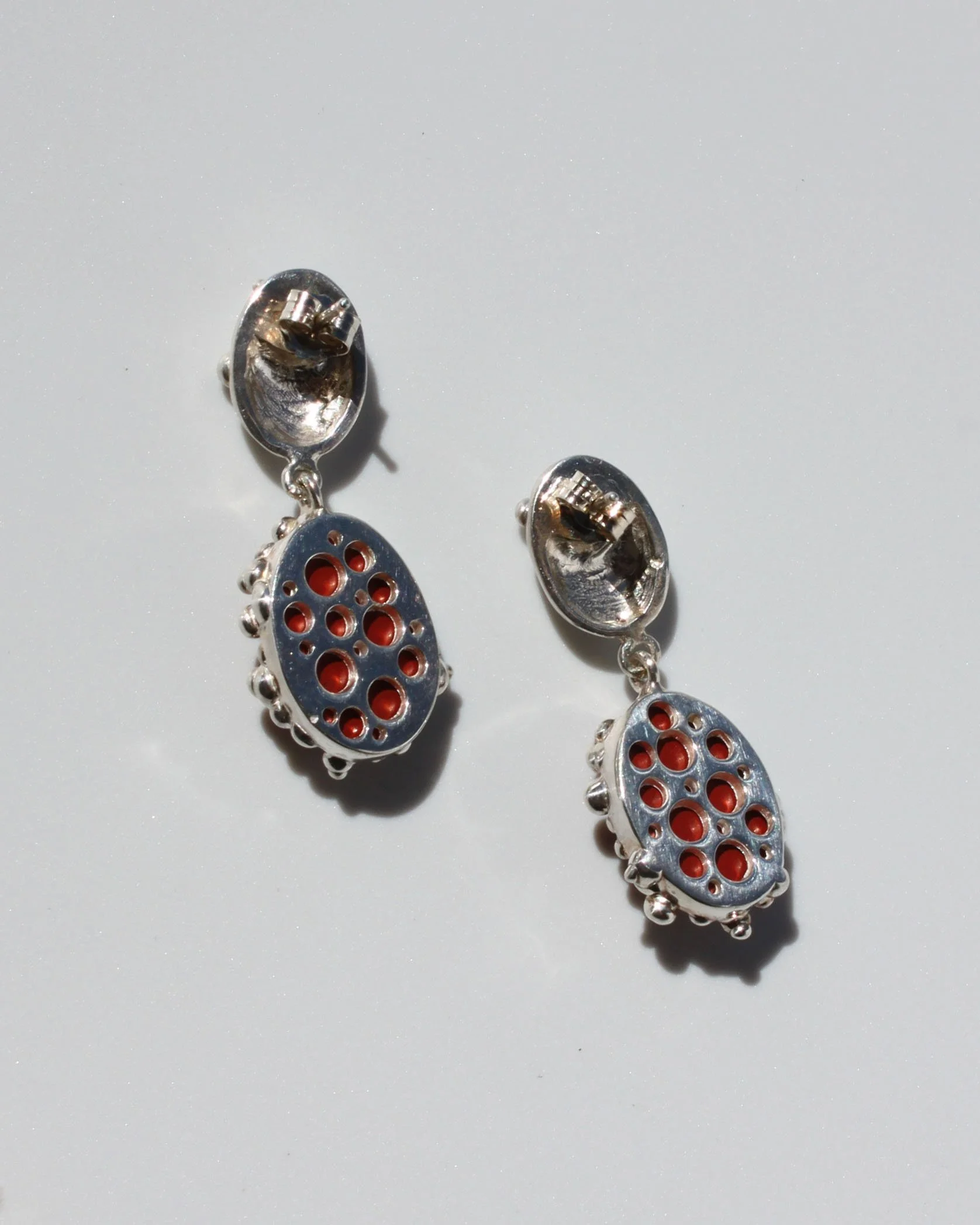 Blobby Jasper drop earrings on white - Back shot - HoH - .jpg