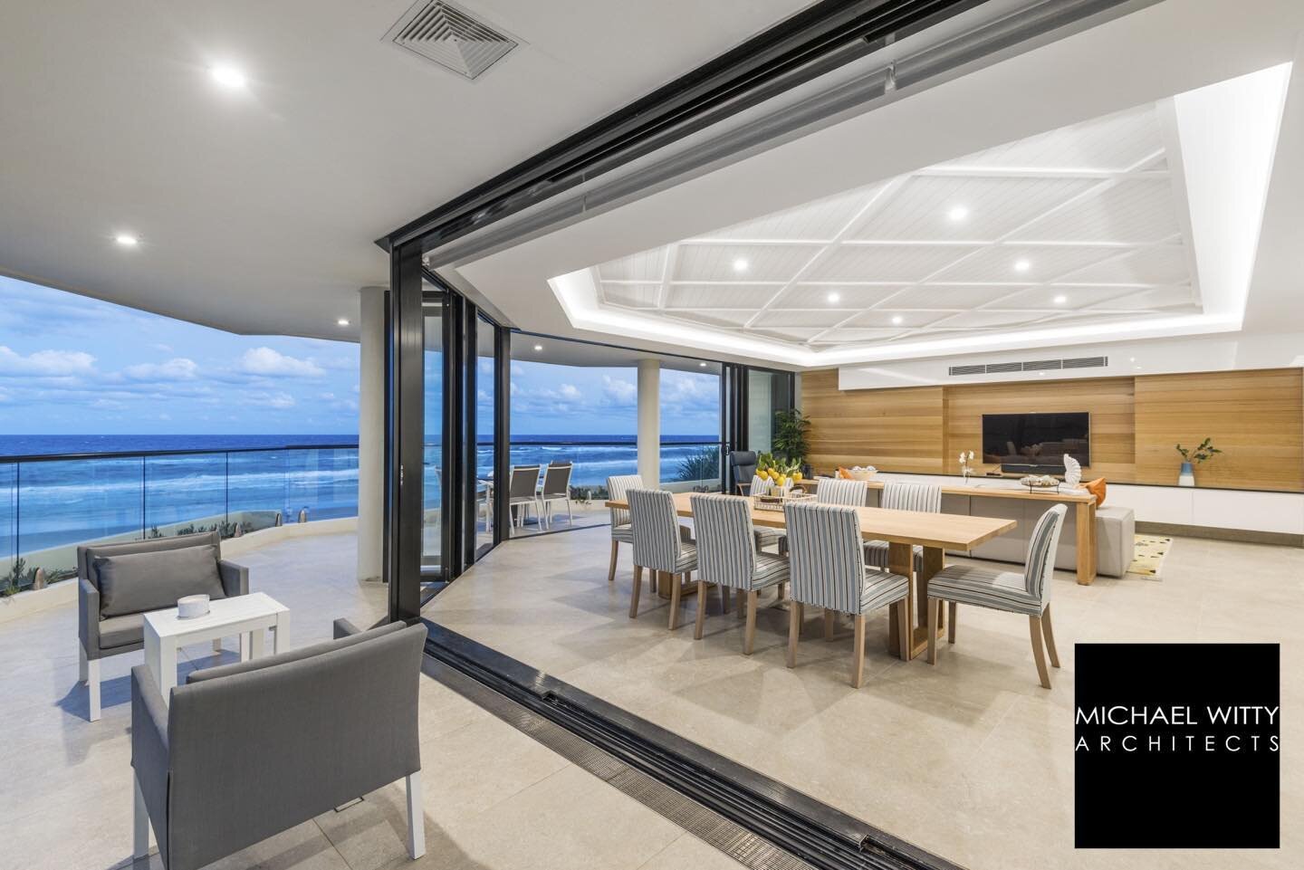 One of our oceanfront apartment alterations - a complete upgrade involving a new open plan contemporary layout requiring removal of all exterior walls to maximise the beachfront views, enlarging the bedrooms, raising the ceilings, incorporating new e