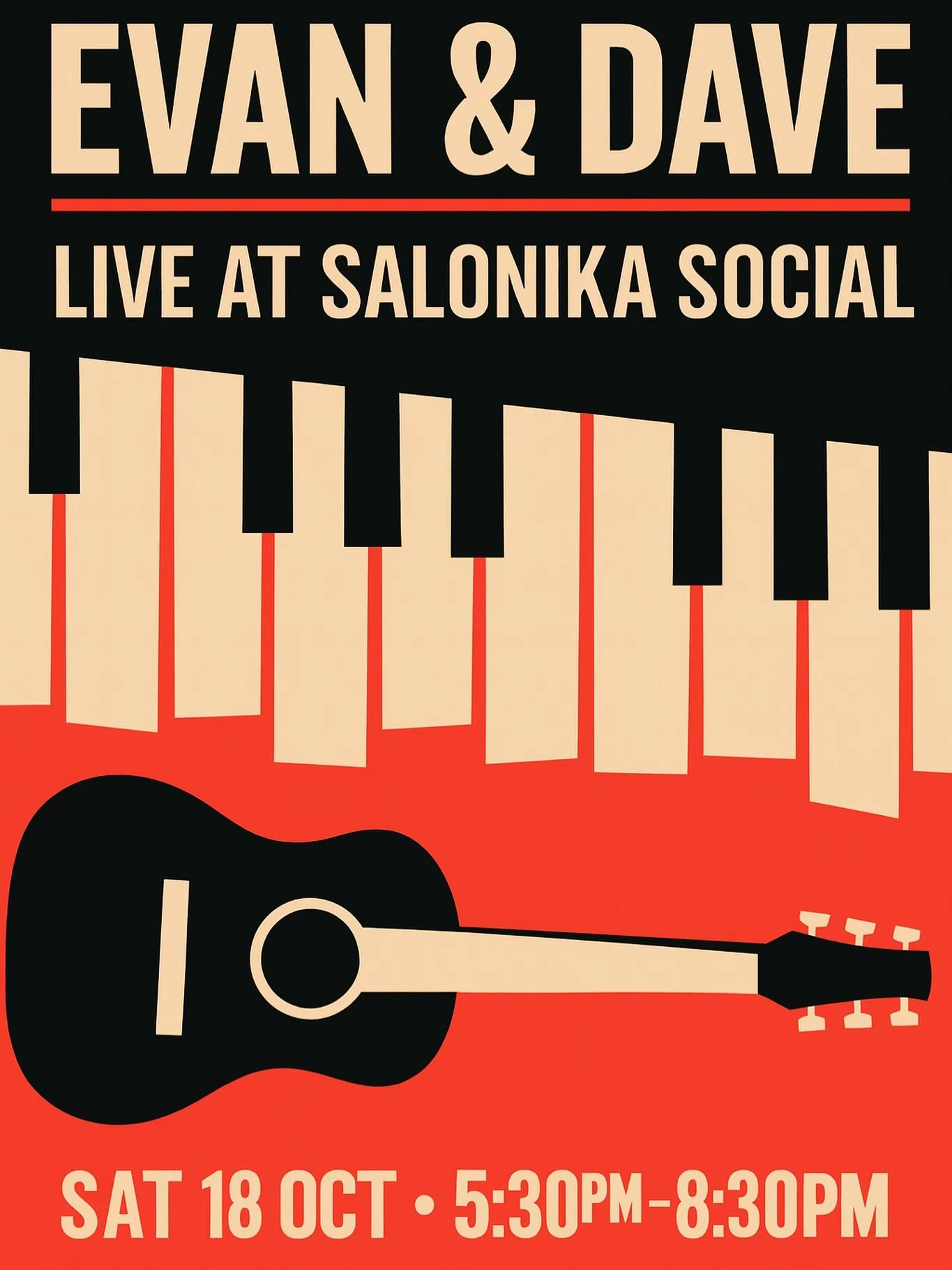This weekend&rsquo;s live music at Salonika Social is Evan Jones with guest Dave on the keyboard.
Get down and get social.
Music starts at 5:30pm