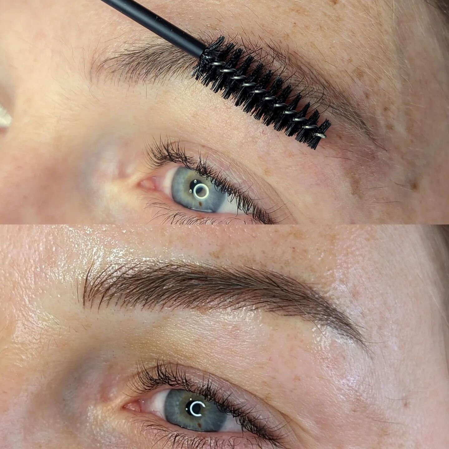Top- healed feather brows before touch up, bottom- right after touch up. 
Not sure what is best for your skin type? DM or book a consultation. 😊