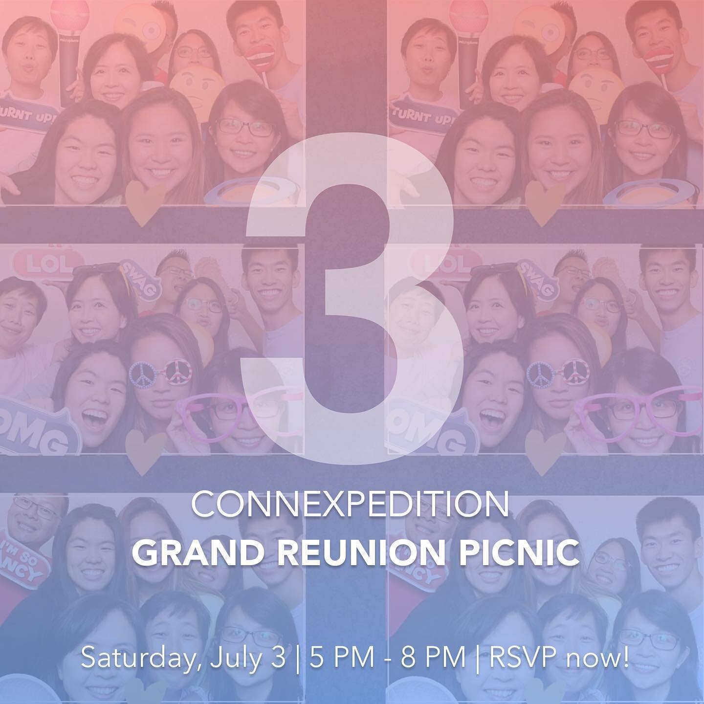 It&rsquo;s not just a reunion for members, but for our team leaders and staff too! Make sure to RSVP before Friday to catch up with what everyone&rsquo;s been up to! 

#connexpedition #community #grandreunion #sunsetpicnic